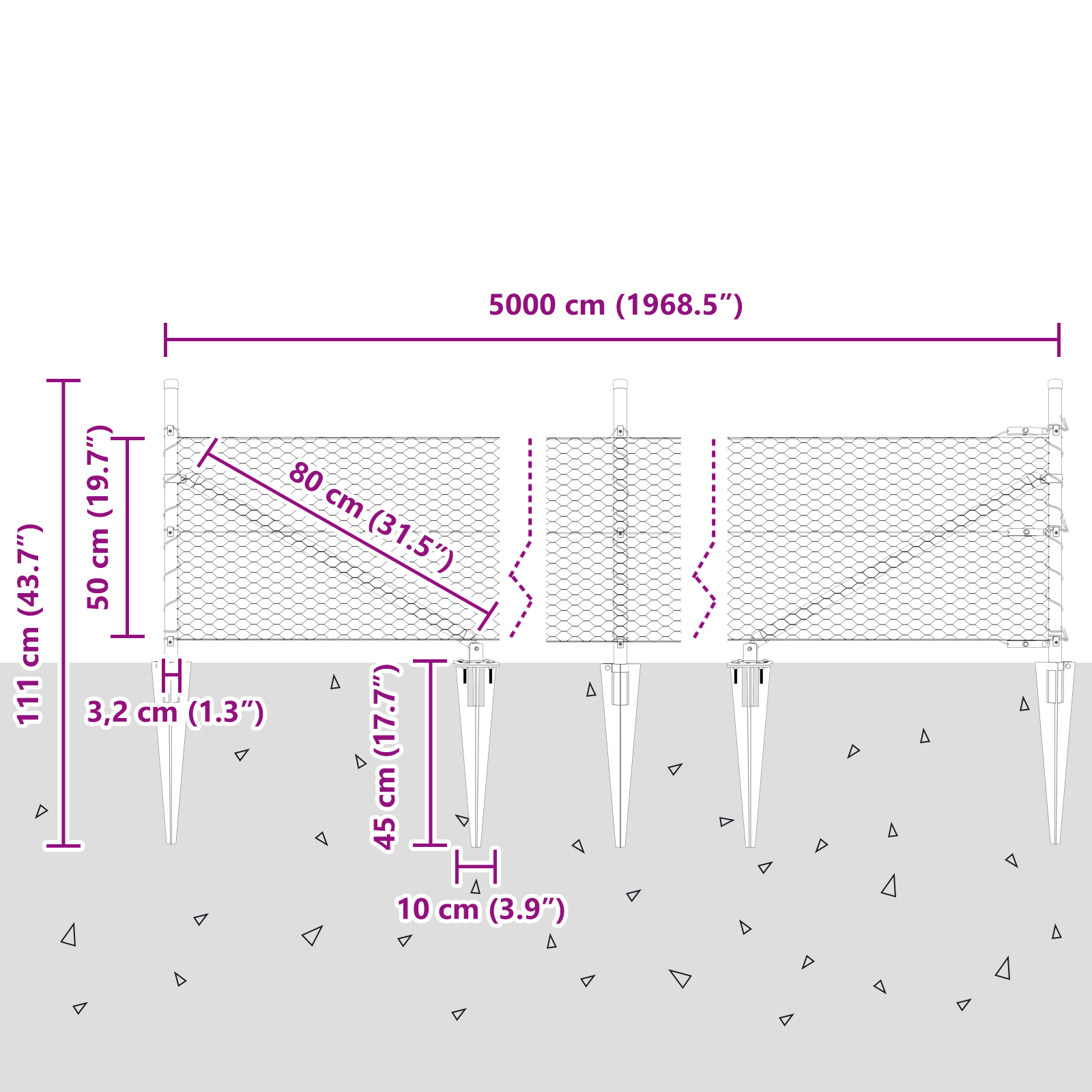 Hexagon Fence Grey 0.5x50 m Steel - Image 8