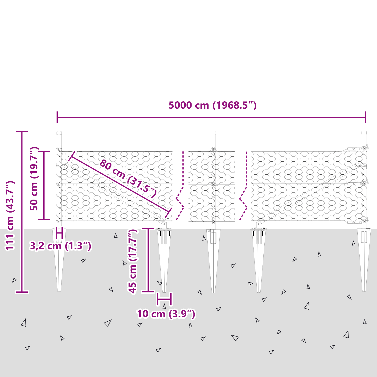 Hexagon Fence Grey 0.5x50 m Steel - Image 8