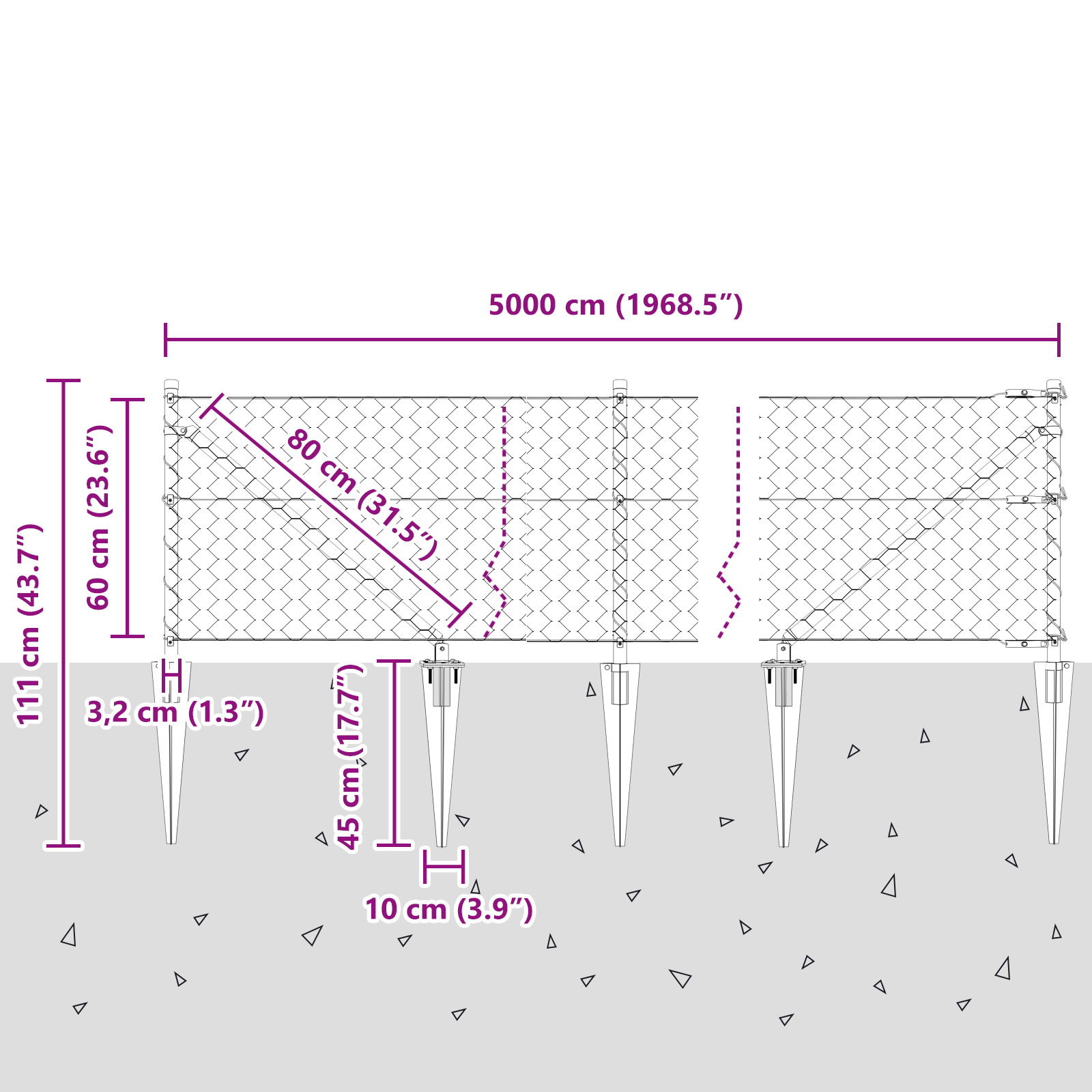 Hexagon Fence Grey 0.6x50 m Steel - Image 10