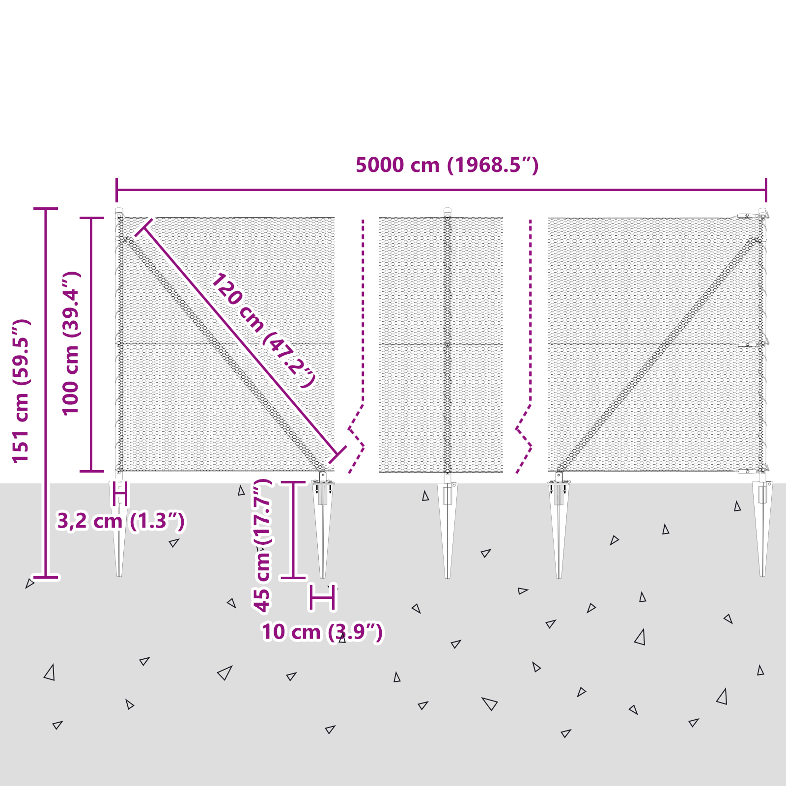 Hexagon Fence Grey 1x50 m Steel - Image 8