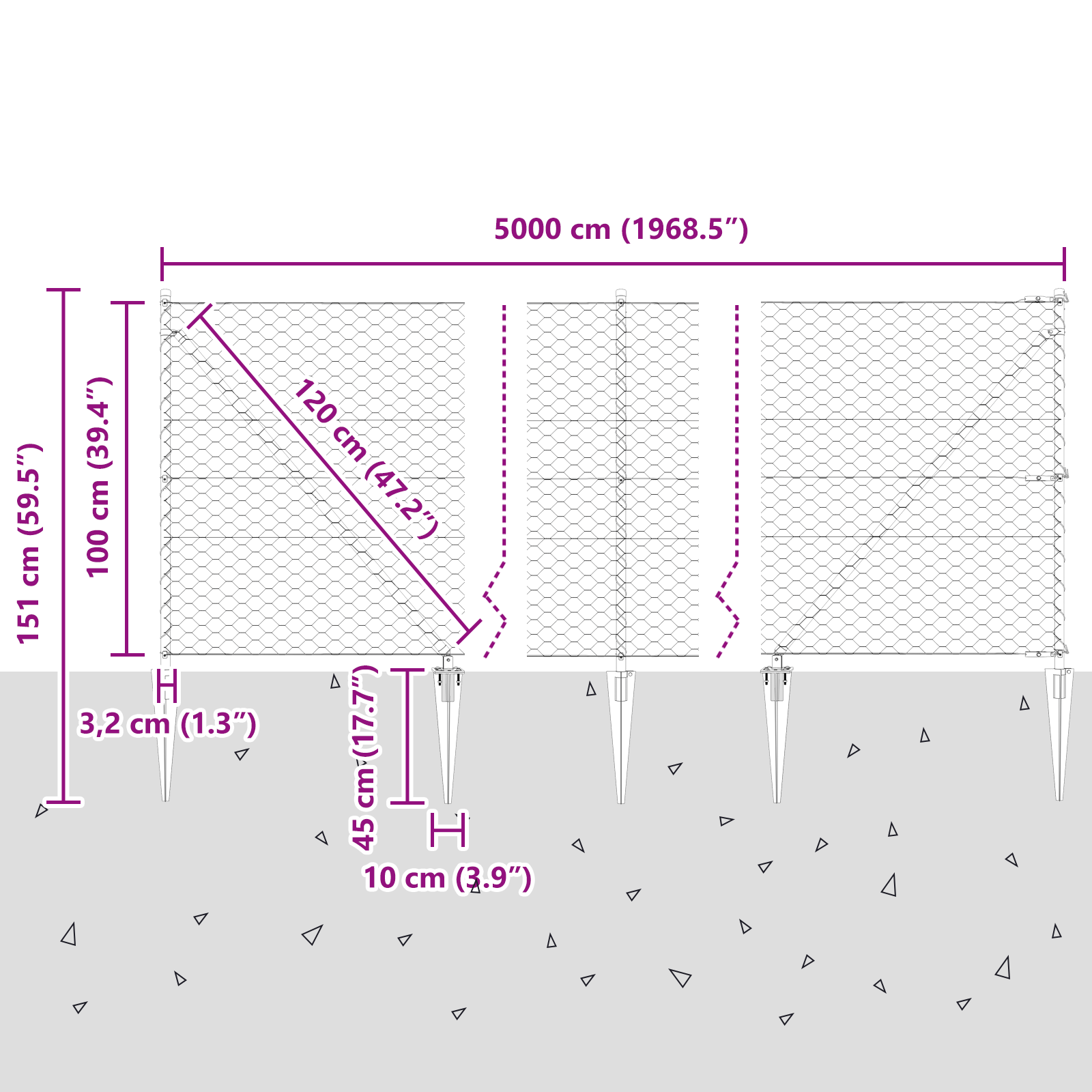 Hexagon Fence Grey 1x50 m Steel - Image 8
