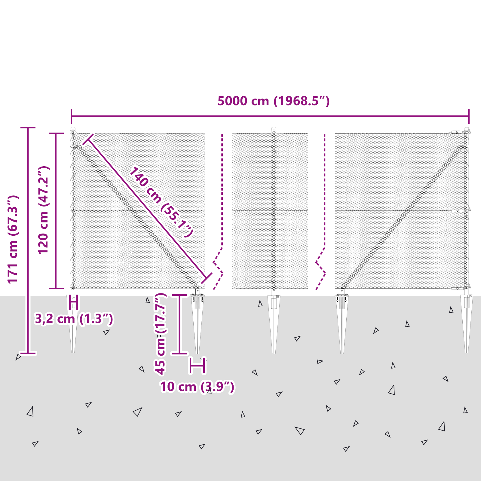 Hexagon Fence Grey 1.2x50 m Steel - Image 9