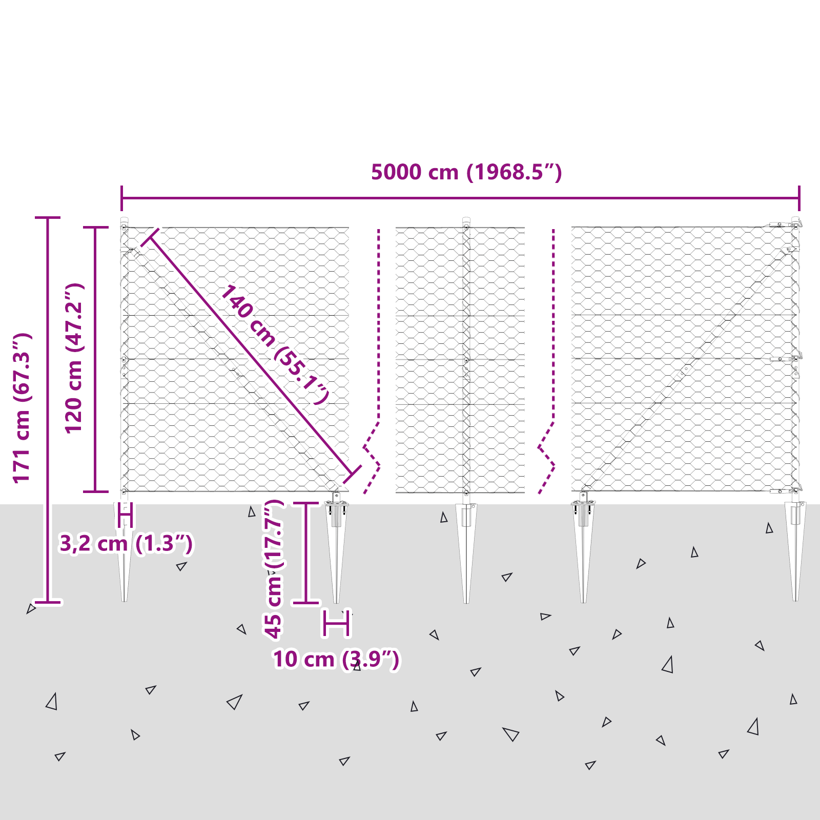 Hexagon Fence Grey 1.2x50 m Steel - Image 10