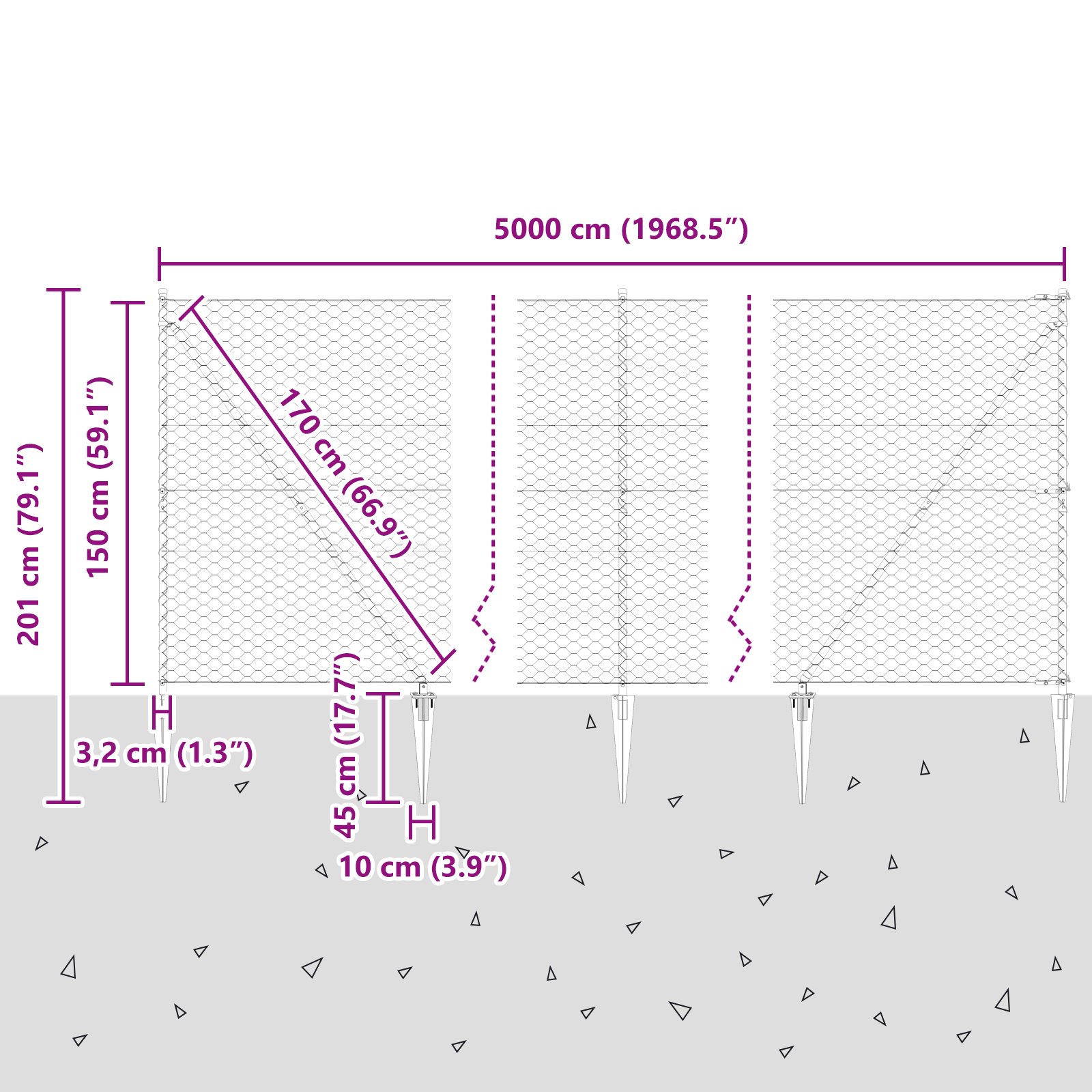 Hexagon Fence Grey 1.5x50 m Steel - Image 10