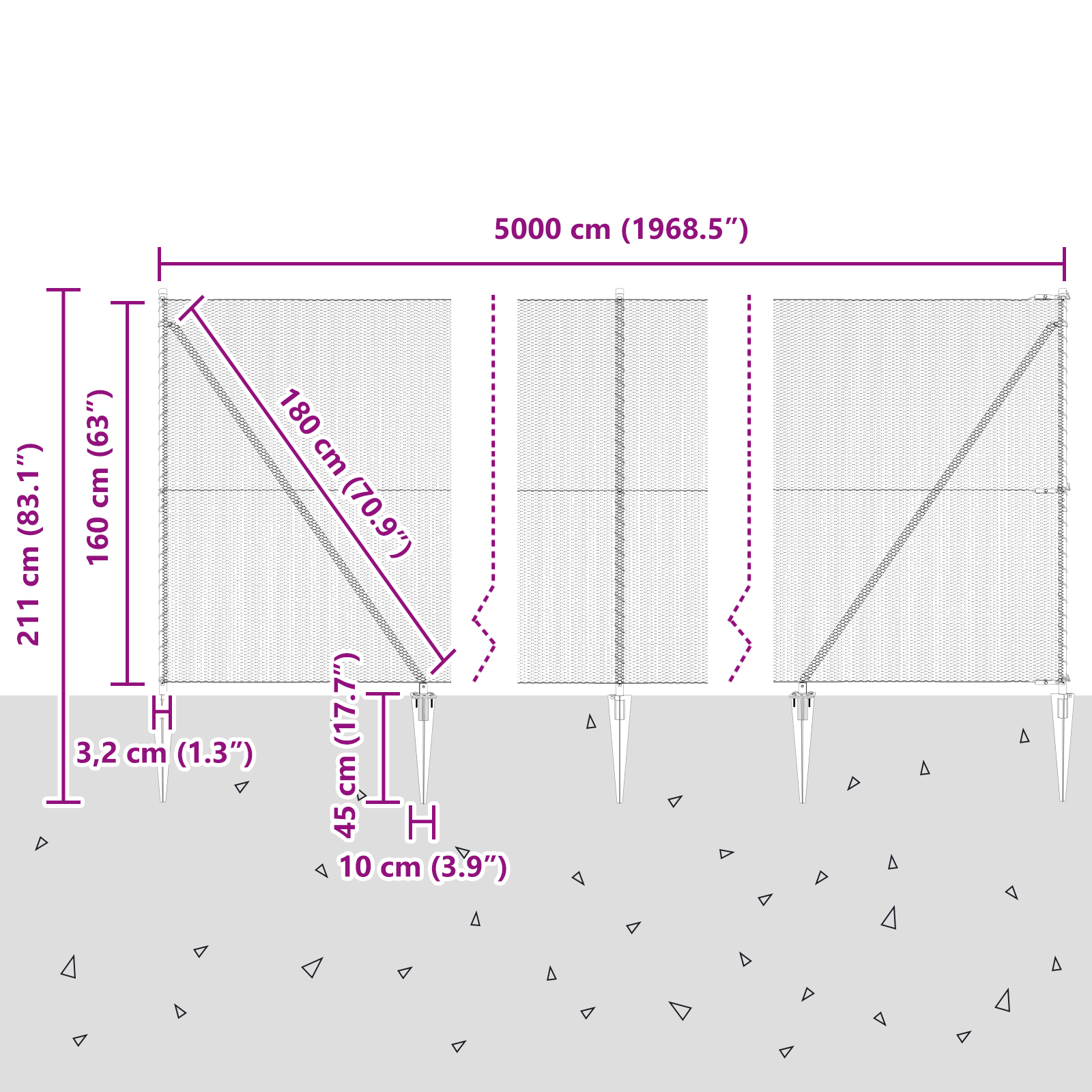 Hexagon Fence Grey 1.6x50 m Steel - Image 10