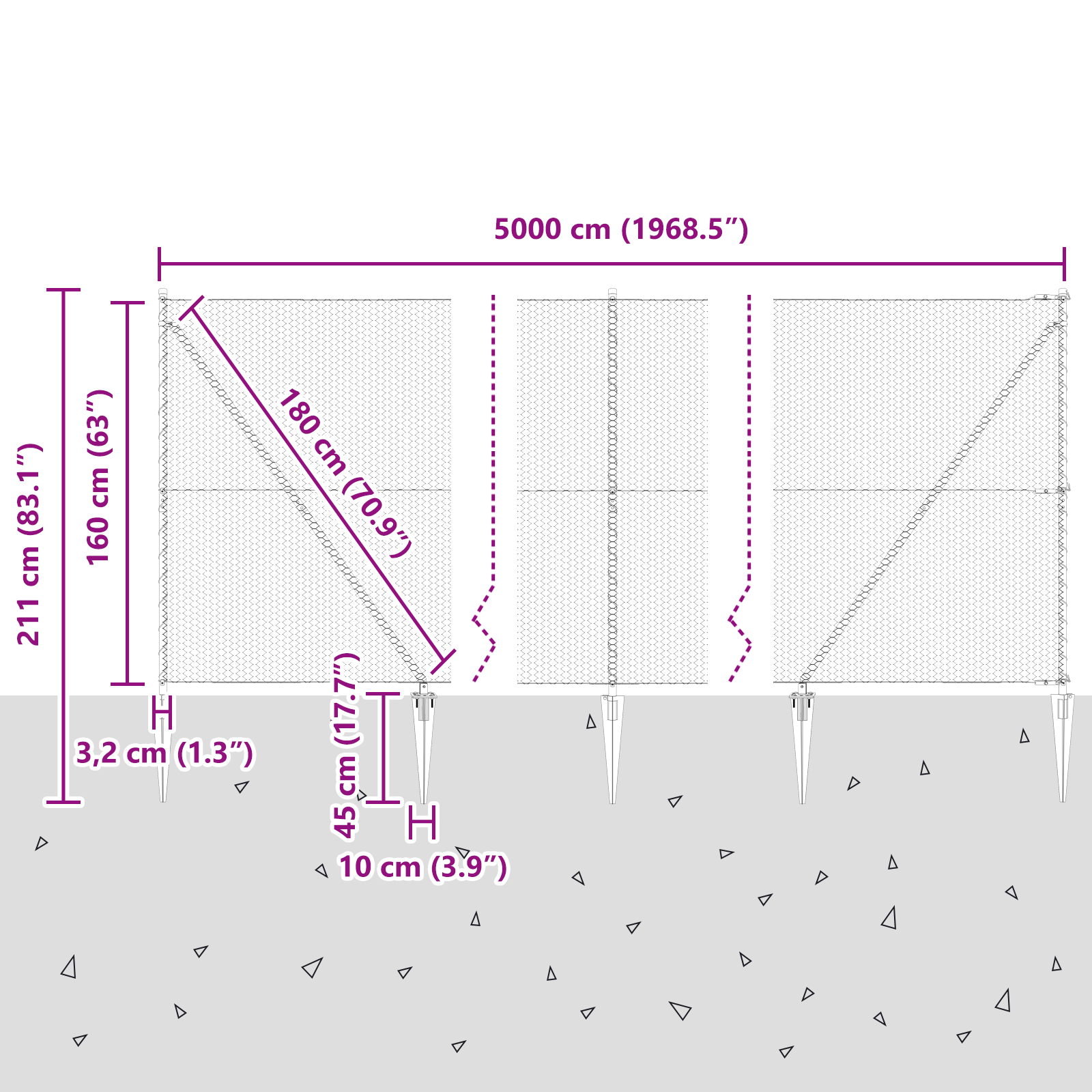 Hexagon Fence Grey 1.6x50 m Steel - Image 9