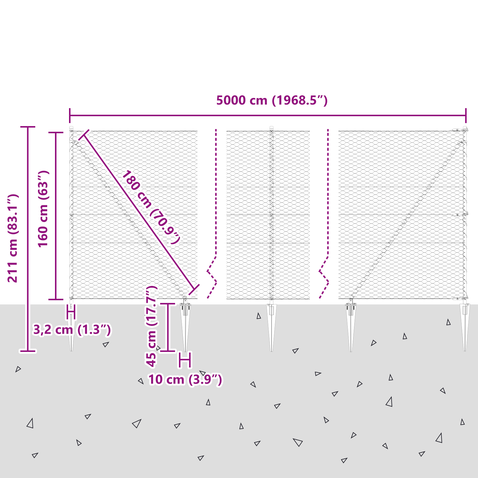 Hexagon Fence Grey 1.6x50 m Steel - Image 9