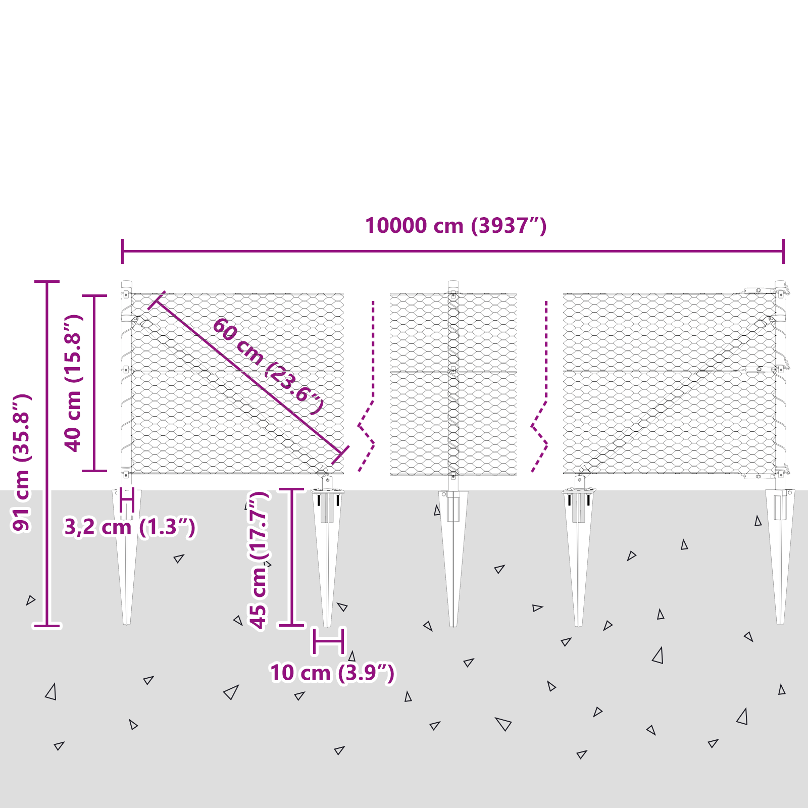 Hexagon Fence Grey 0.4x100 m Steel - Image 8