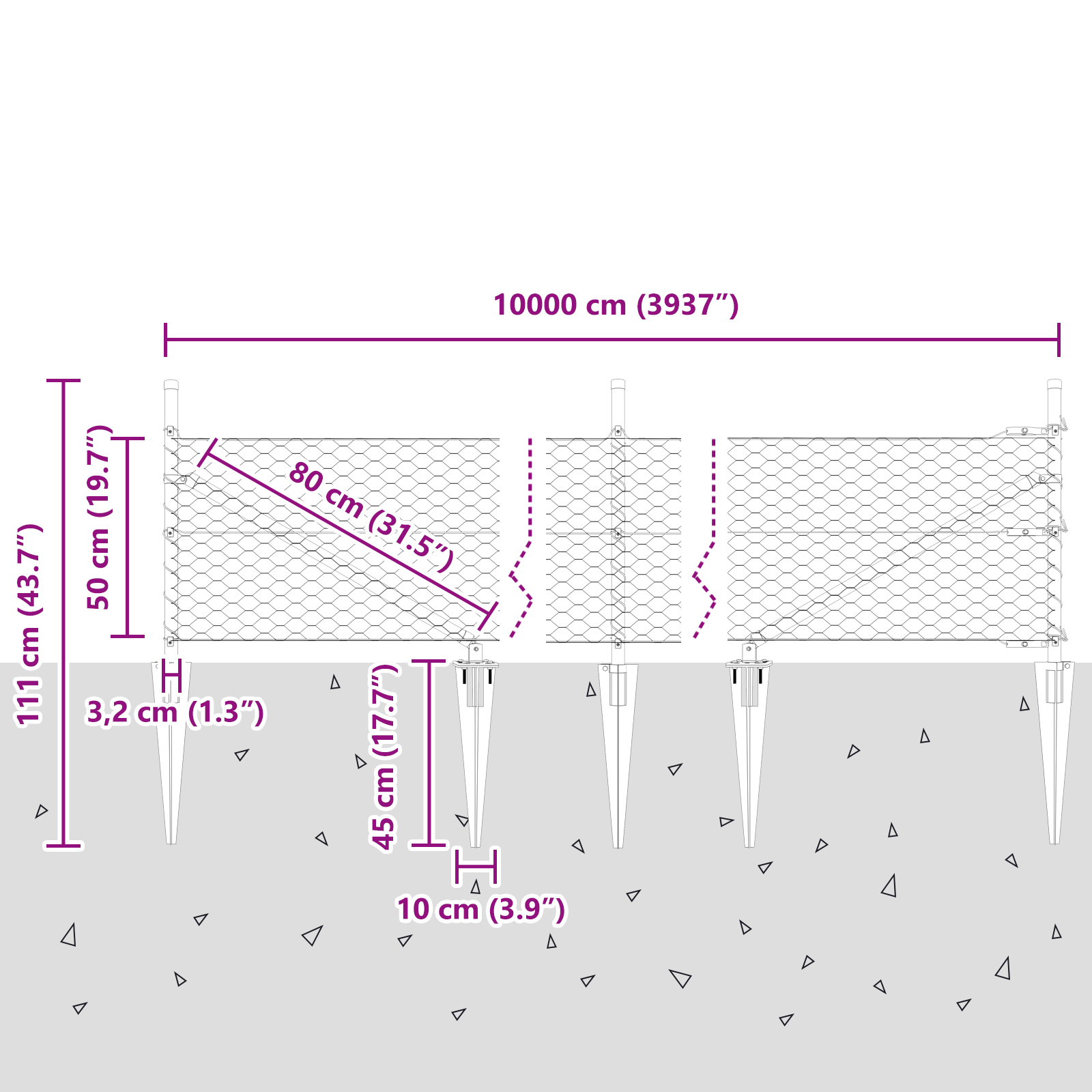 Hexagon Fence Grey 0.5x100 m Steel - Image 9