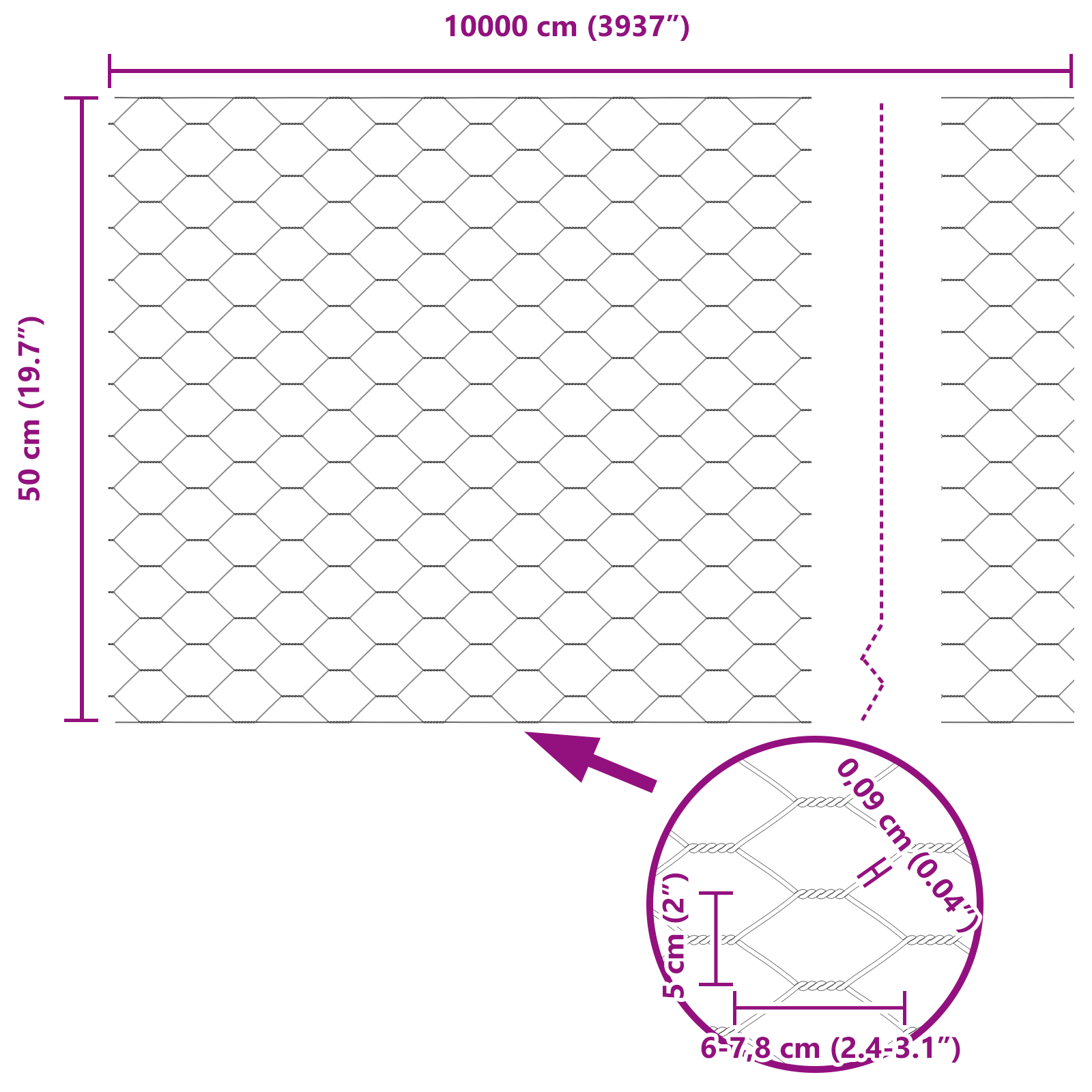 Hexagon Fence Grey 0.5x100 m Steel - Image 8
