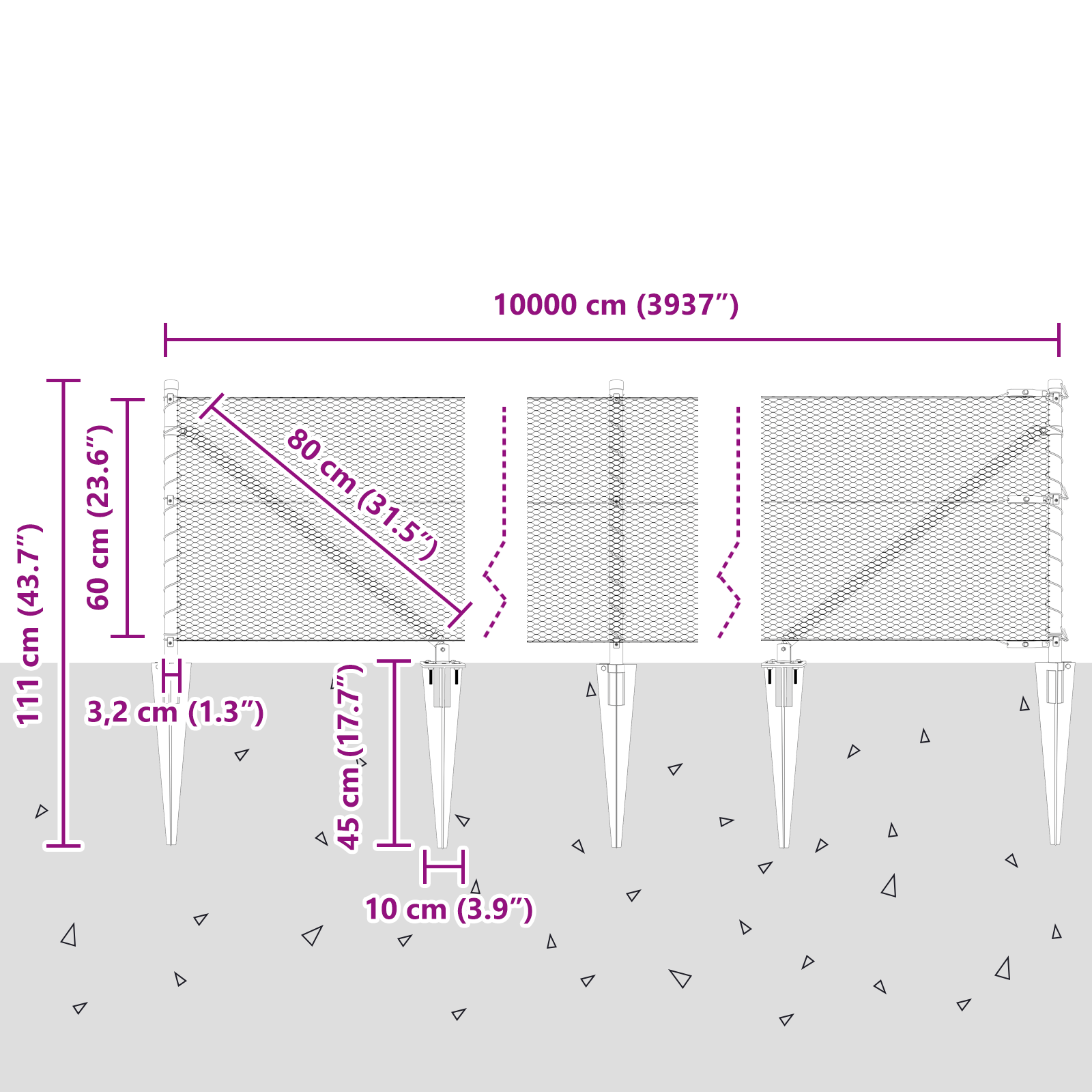Hexagon Fence Grey 0.6x100 m Steel - Image 9