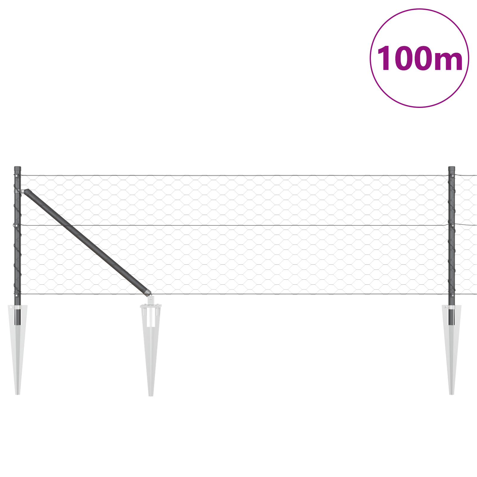 Hexagon Fence Grey 0.6x100 m Steel - Image 3