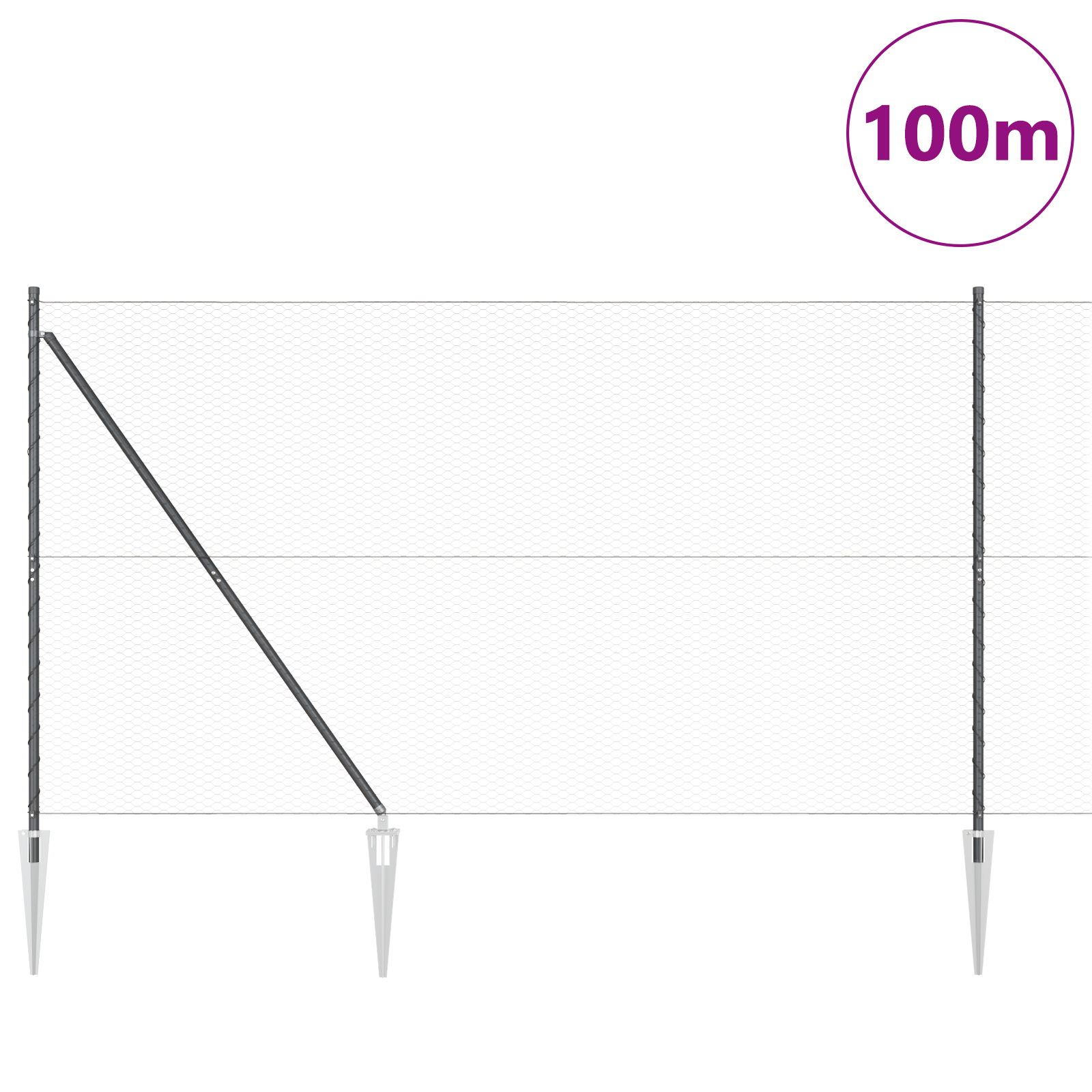 Hexagon Fence Grey 1.5x100 m Steel - Image 3