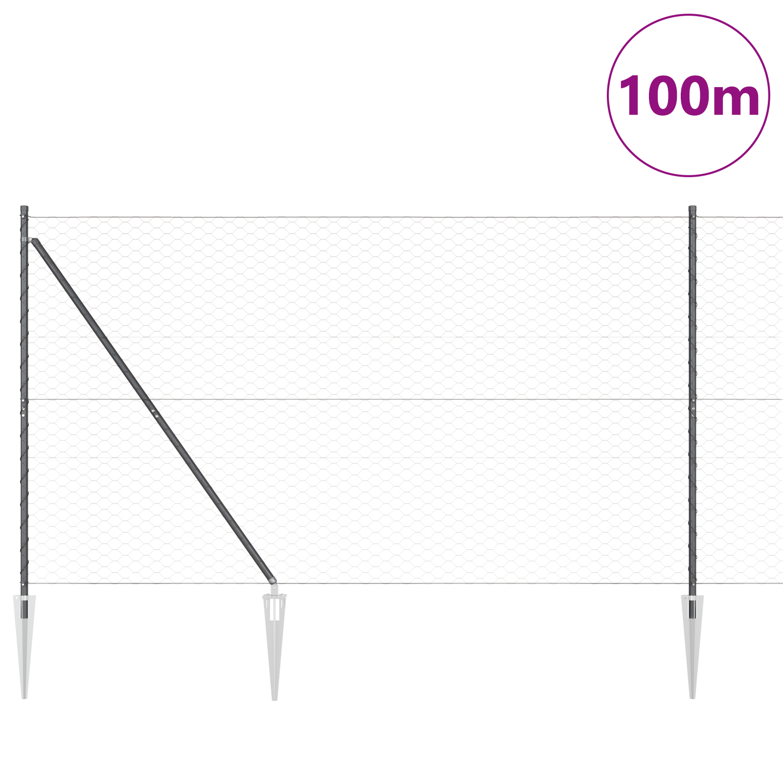 Hexagon Fence Grey 1.6x100 m Steel - Image 3