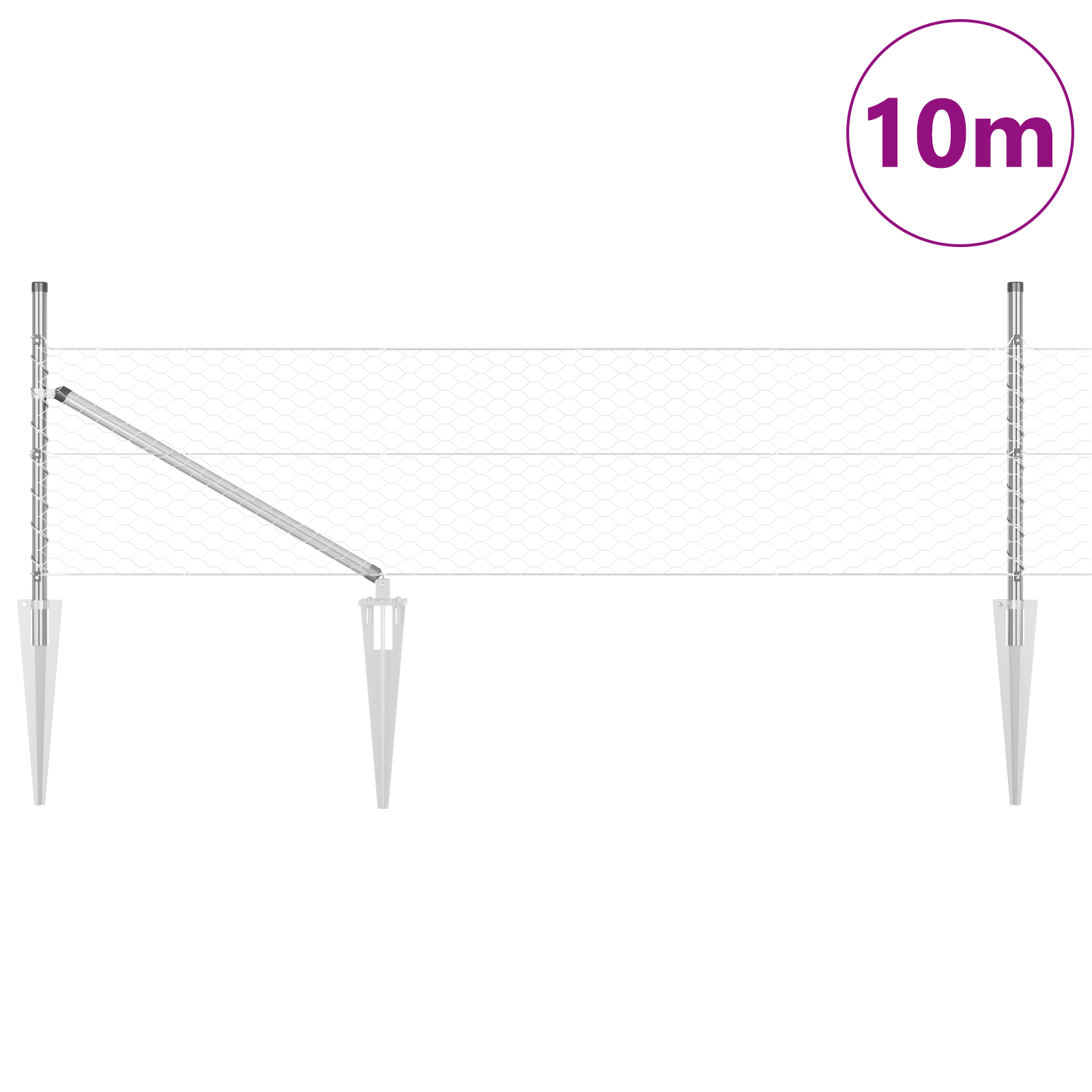 Hexagon Fence 0.5x10 m Galvanised Steel - Image 3