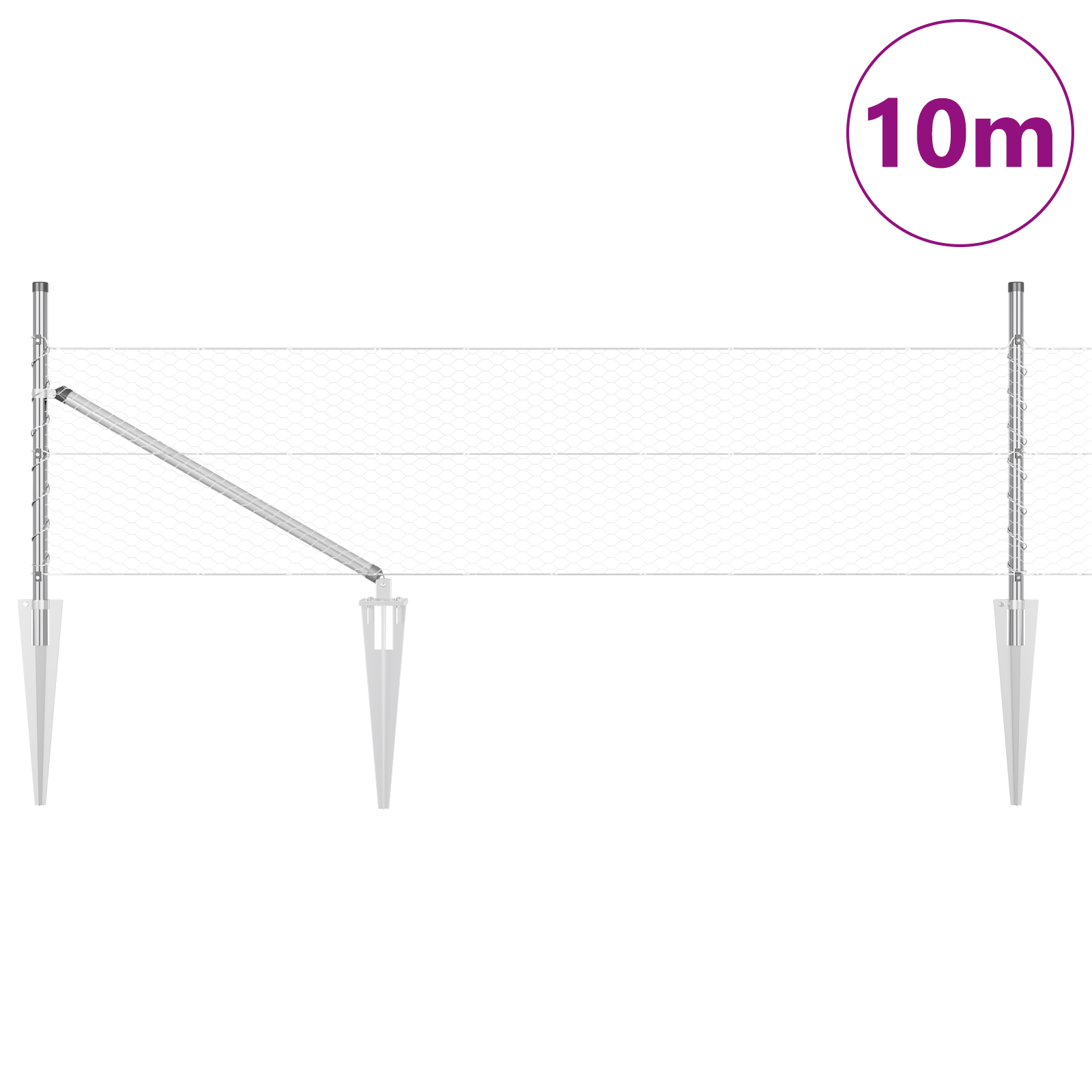 Hexagon Fence 0.8x10 m Galvanised Steel - Image 3