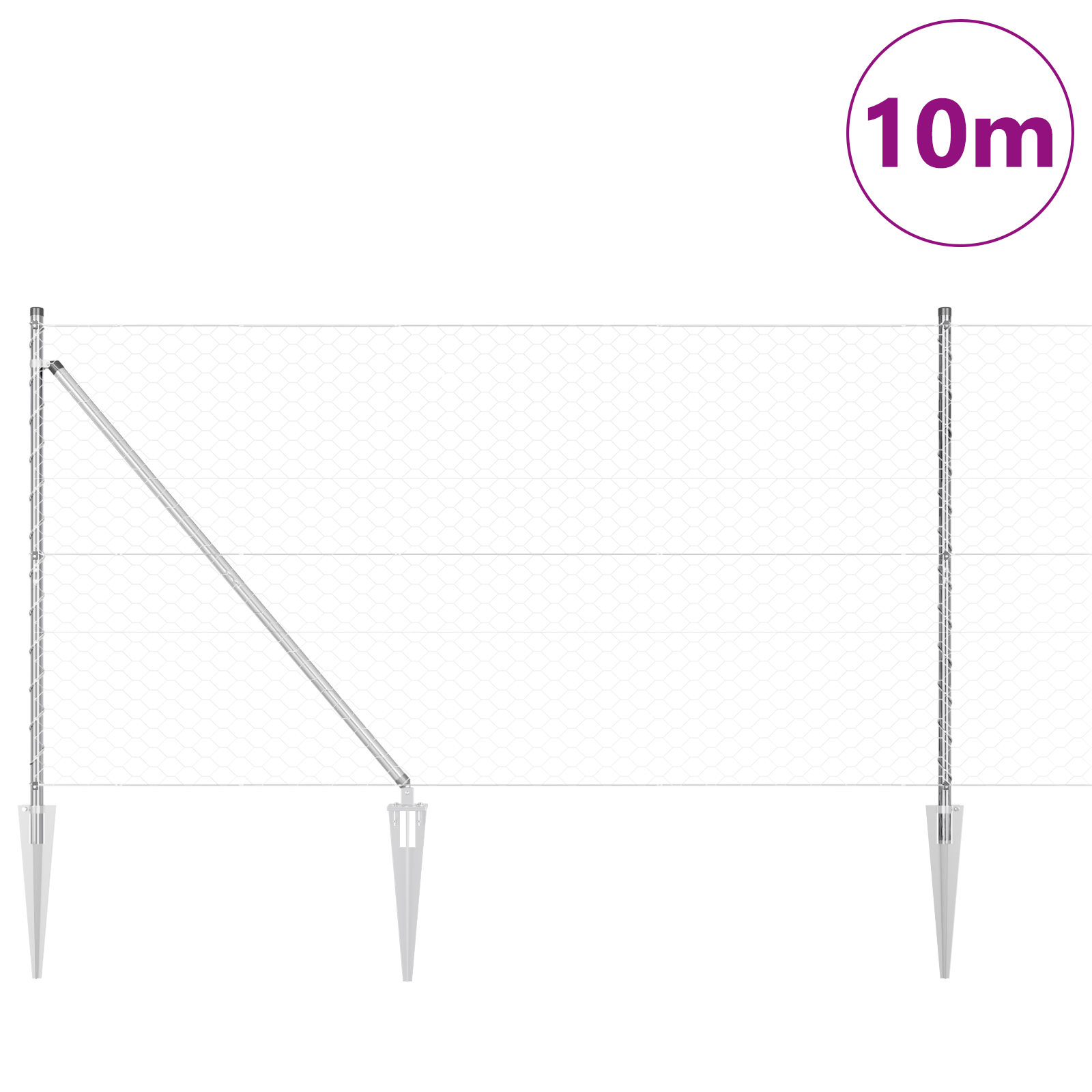Hexagon Fence 1,2x10 m Galvanised Steel - Image 3