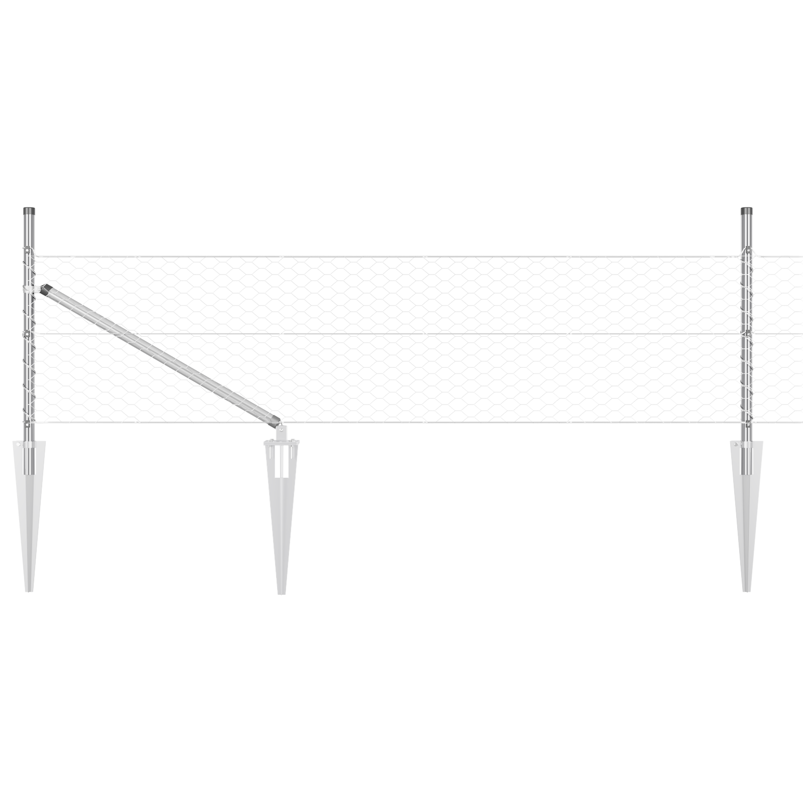 Hexagon Link Fence with 13 Spike Posts 0.5x25 m Galvanised Steel - Image 6