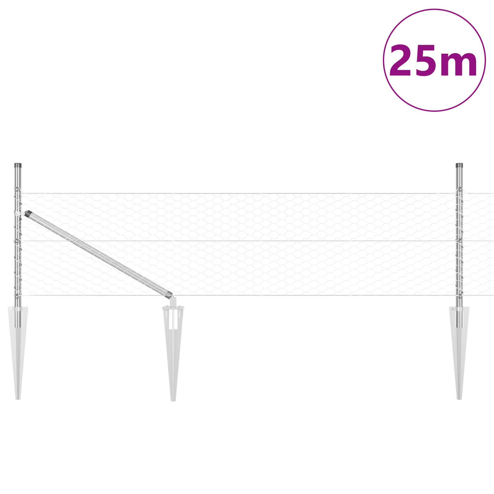 Hexagon Fence 0.8x25 m Galvanised Steel - Image 3
