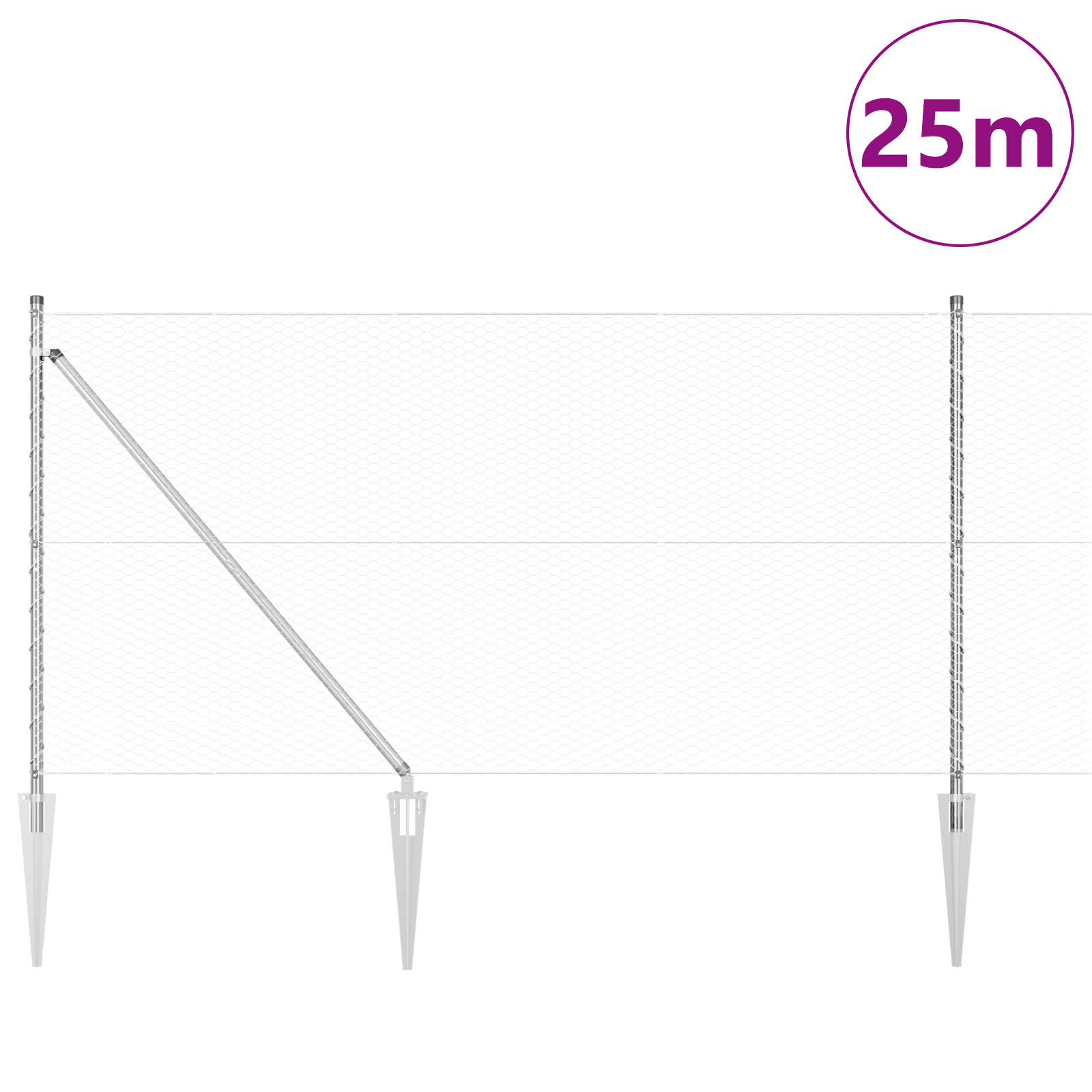 Fencing Set Set of 2 Galvanised Steel 25 x 1 m Industrial - Image 3