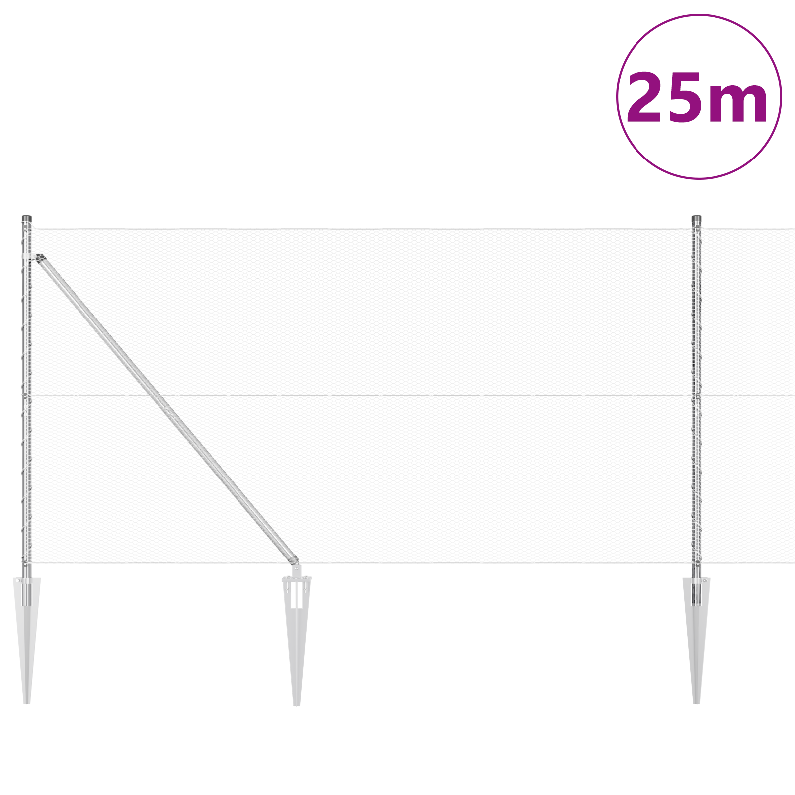Fencing Set Set of 2 Galvanised steel 25 metres Durable - Image 3