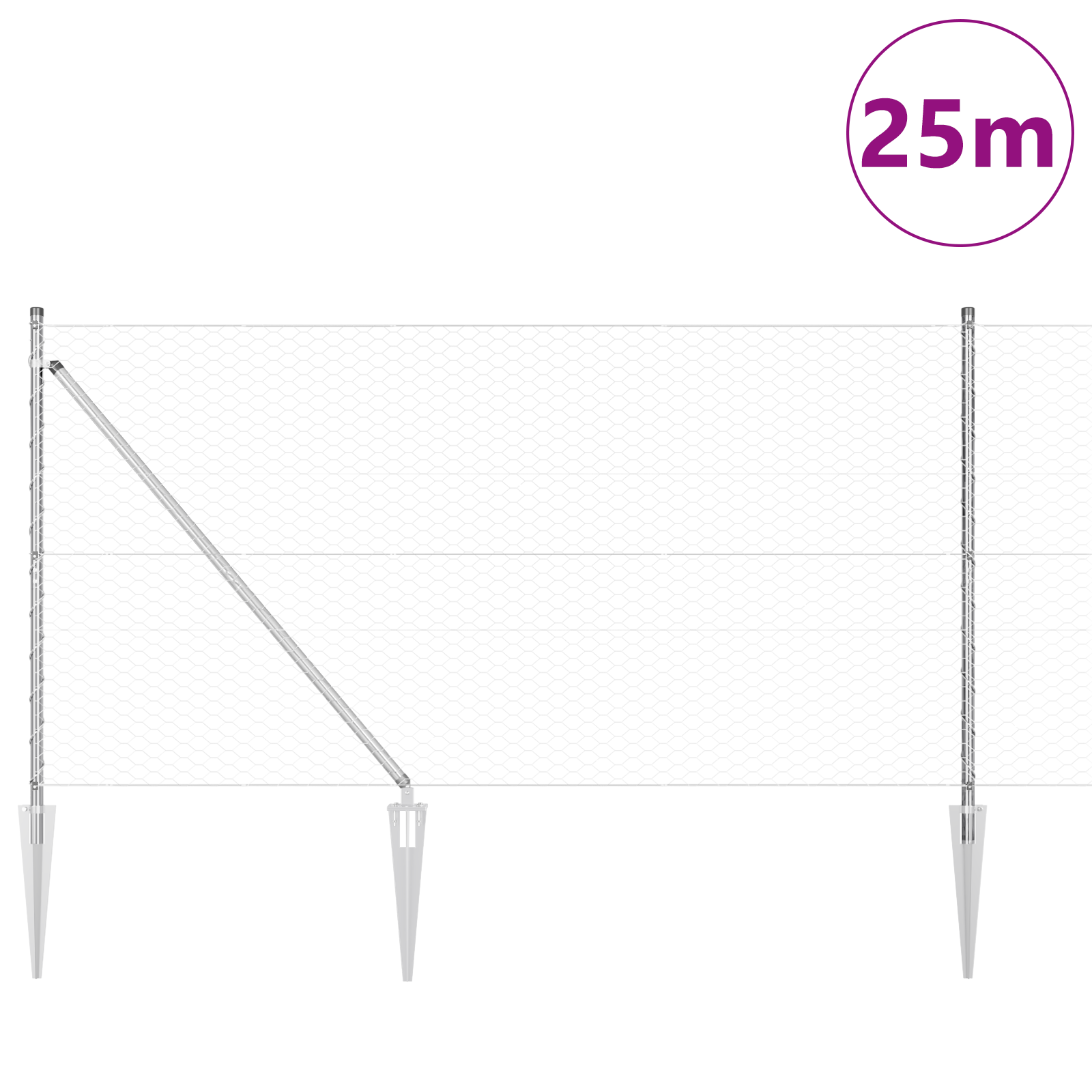 Fencing Set Set of 2 Galvanised steel 25 x 1.2 m with 36 mm mesh - Image 3