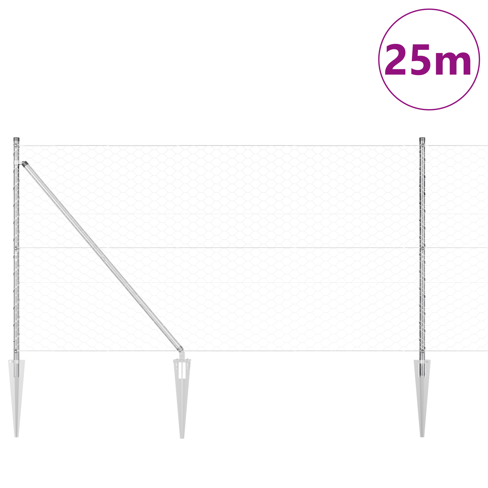 Fencing Set Set of 2 Galvanised steel 25 x 1.2 m Durable - Image 3