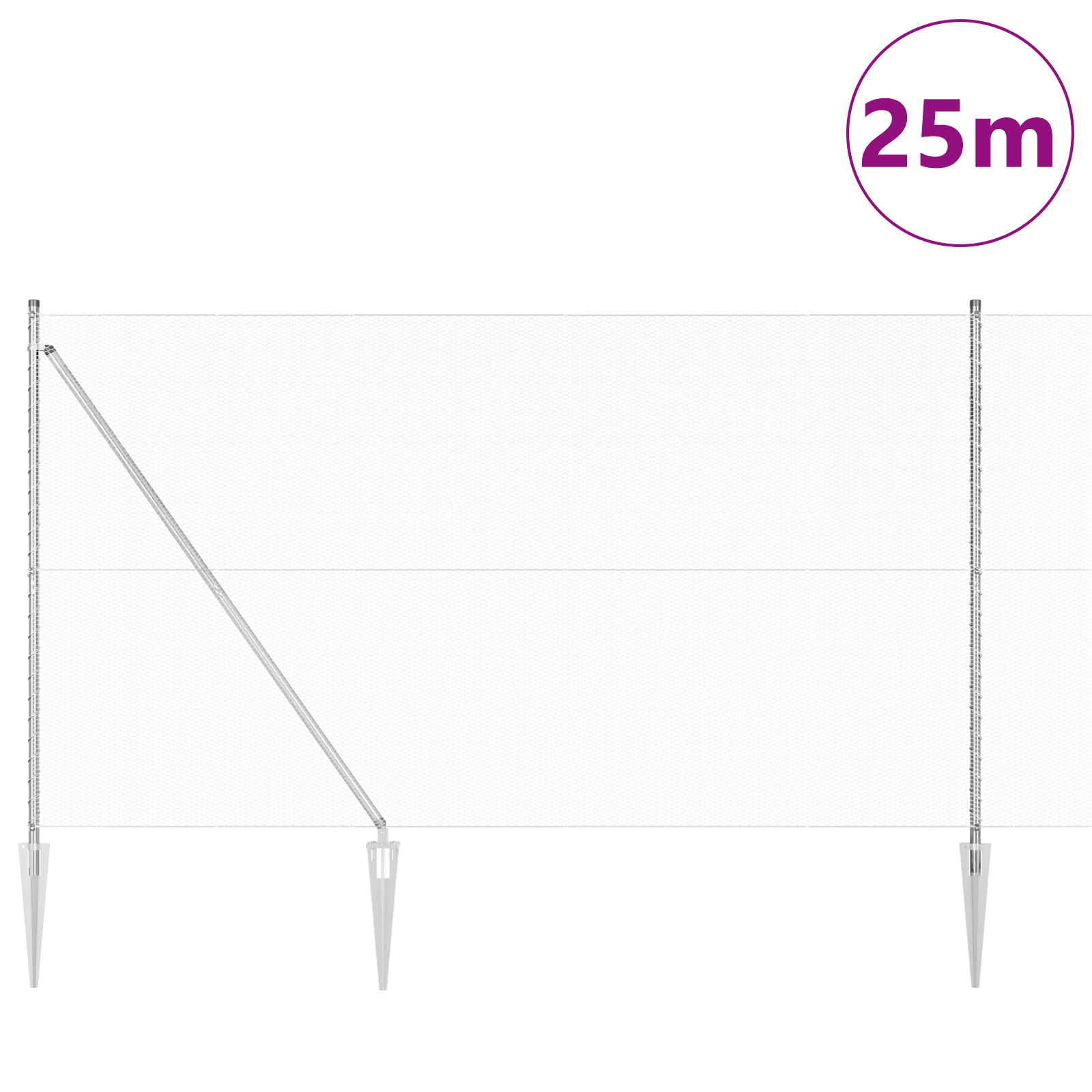 Fencing Set Set of 2 Galvanised steel 25 x 1.5 m Durable - Image 3