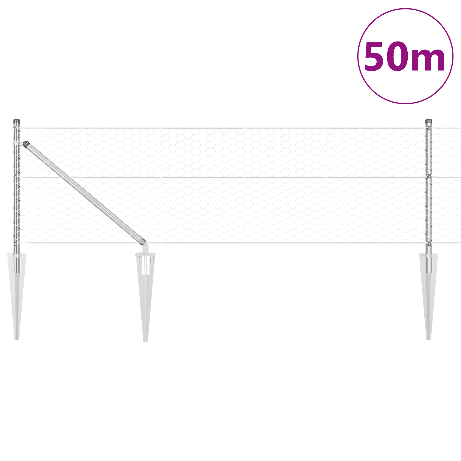 Hexagon Fence 0.6x50 m Galvanised Steel - Image 3