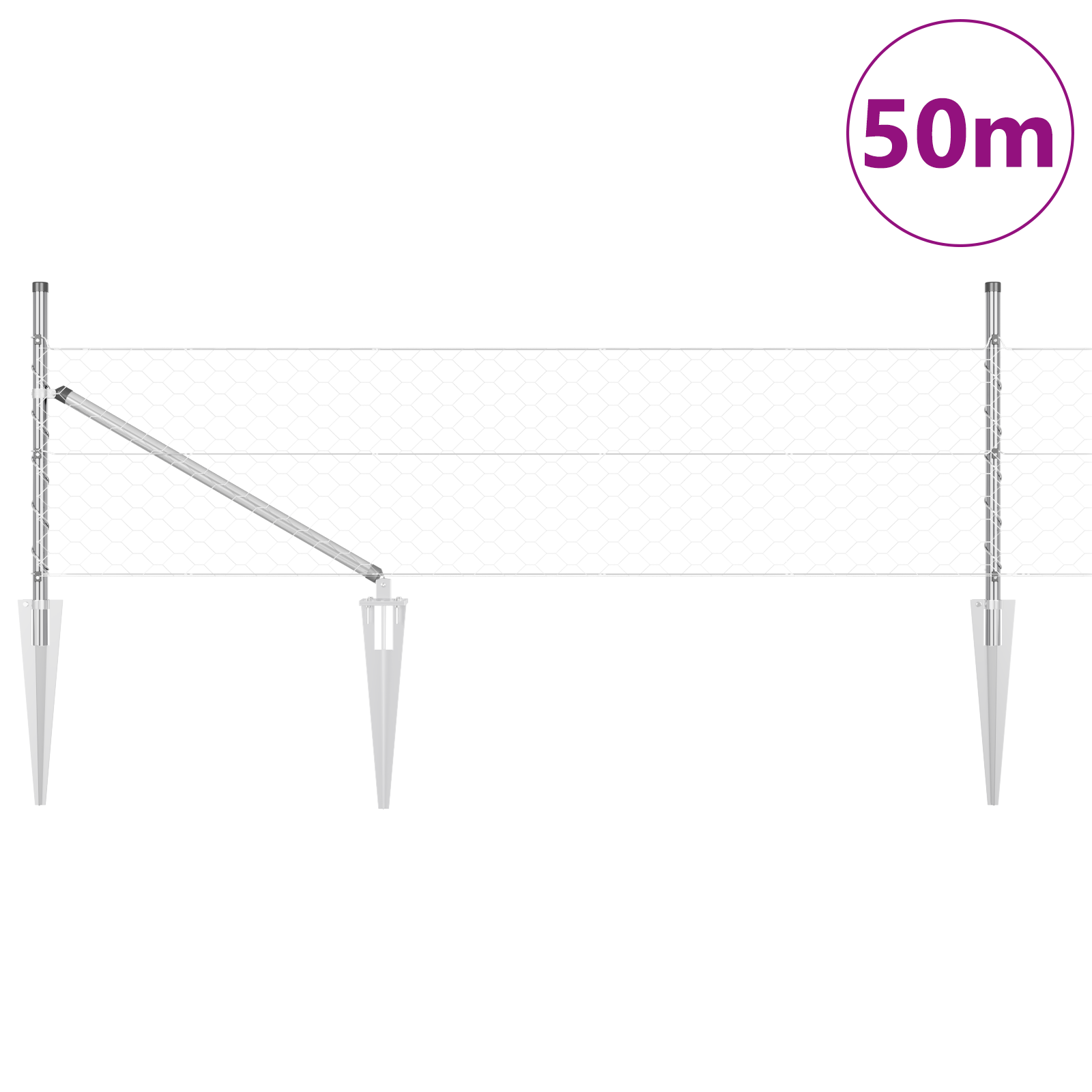 Hexagon Fence 0.8x50 m Galvanised Steel - Image 3