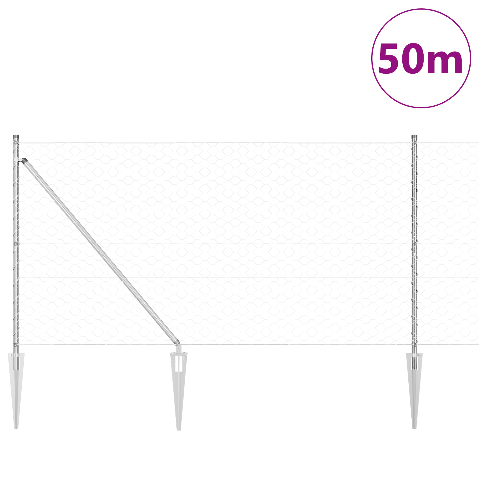 Hexagon Fence 1x50 m Galvanised Steel - Image 3