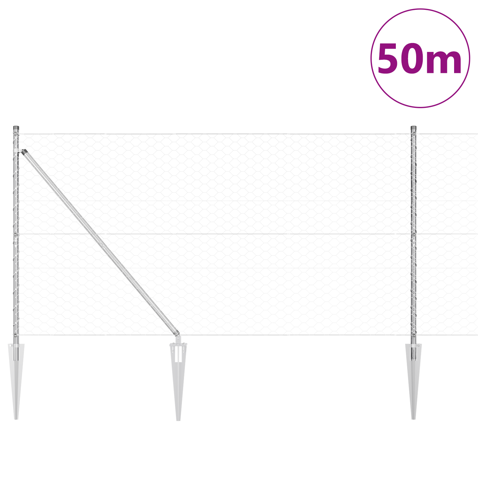 Hexagon Fence 1.4x50 m Galvanised Steel - Image 3