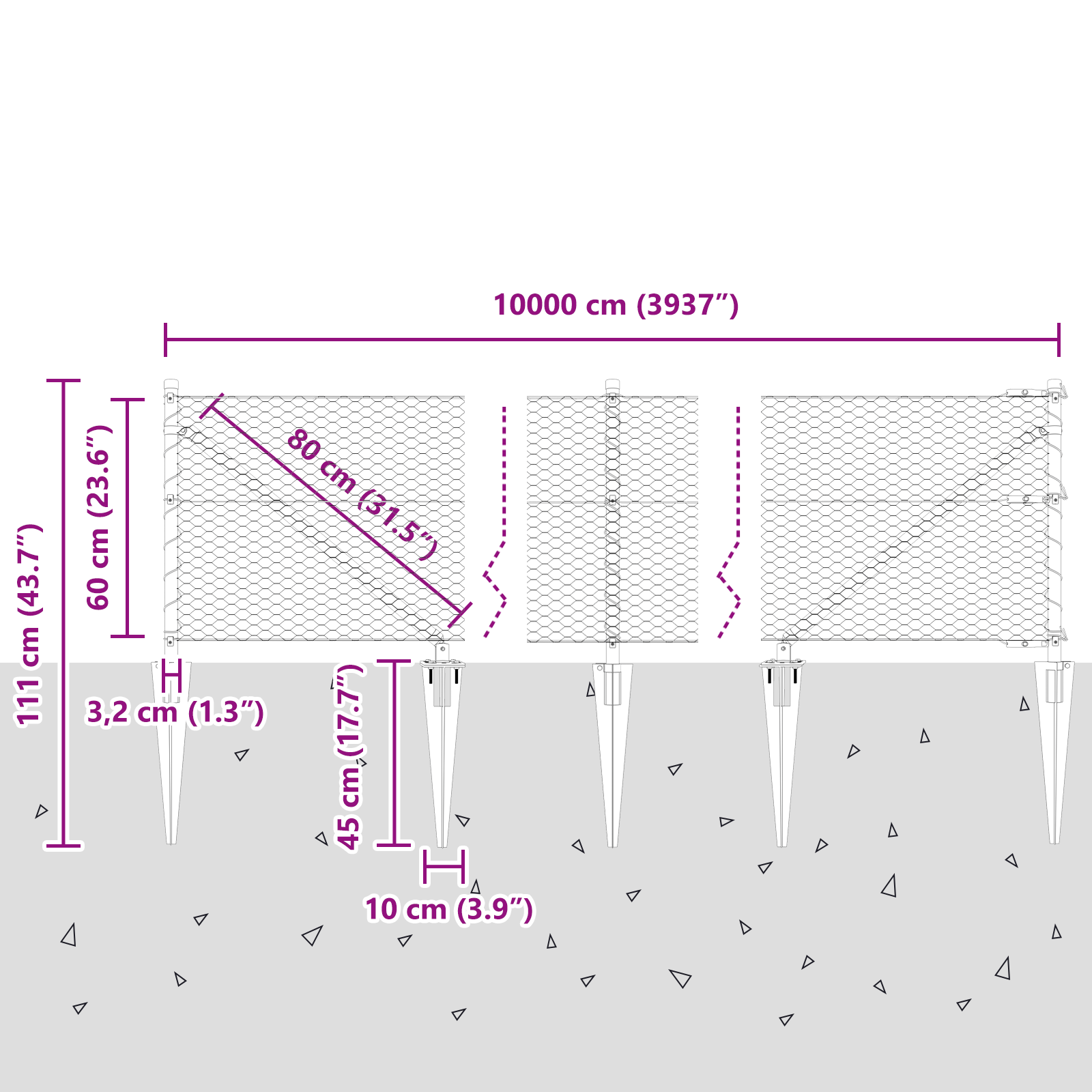 Hexagon Fence 0.6x100 m Galvanised Steel - Image 7