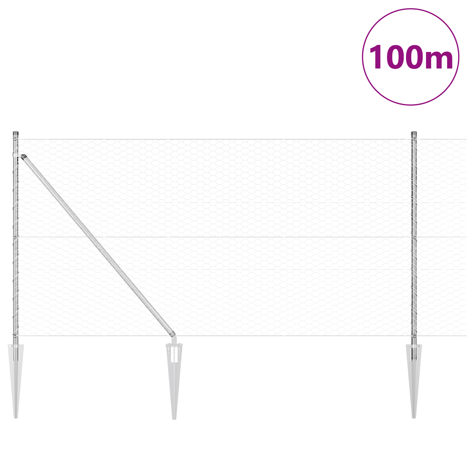 Hexagon Fence 1x100 m Galvanised Steel - Image 3