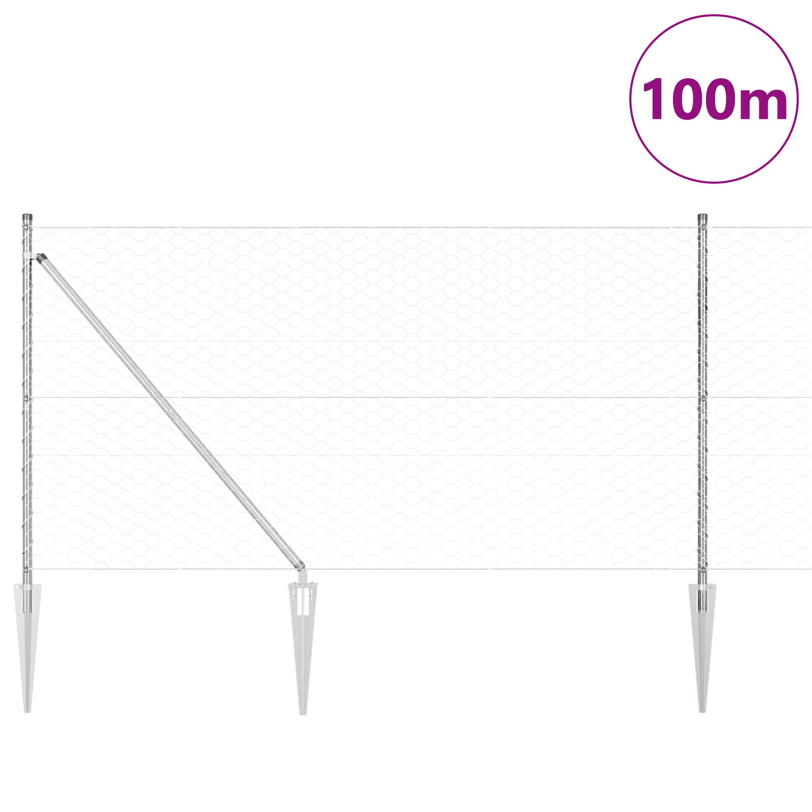 Hexagon Fence 1x100 m Galvanised Steel - Image 3