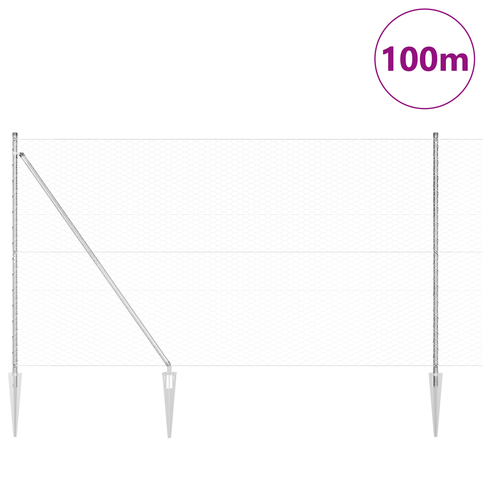 Hexagon Fence 1.6x100 m Galvanised Steel - Image 3