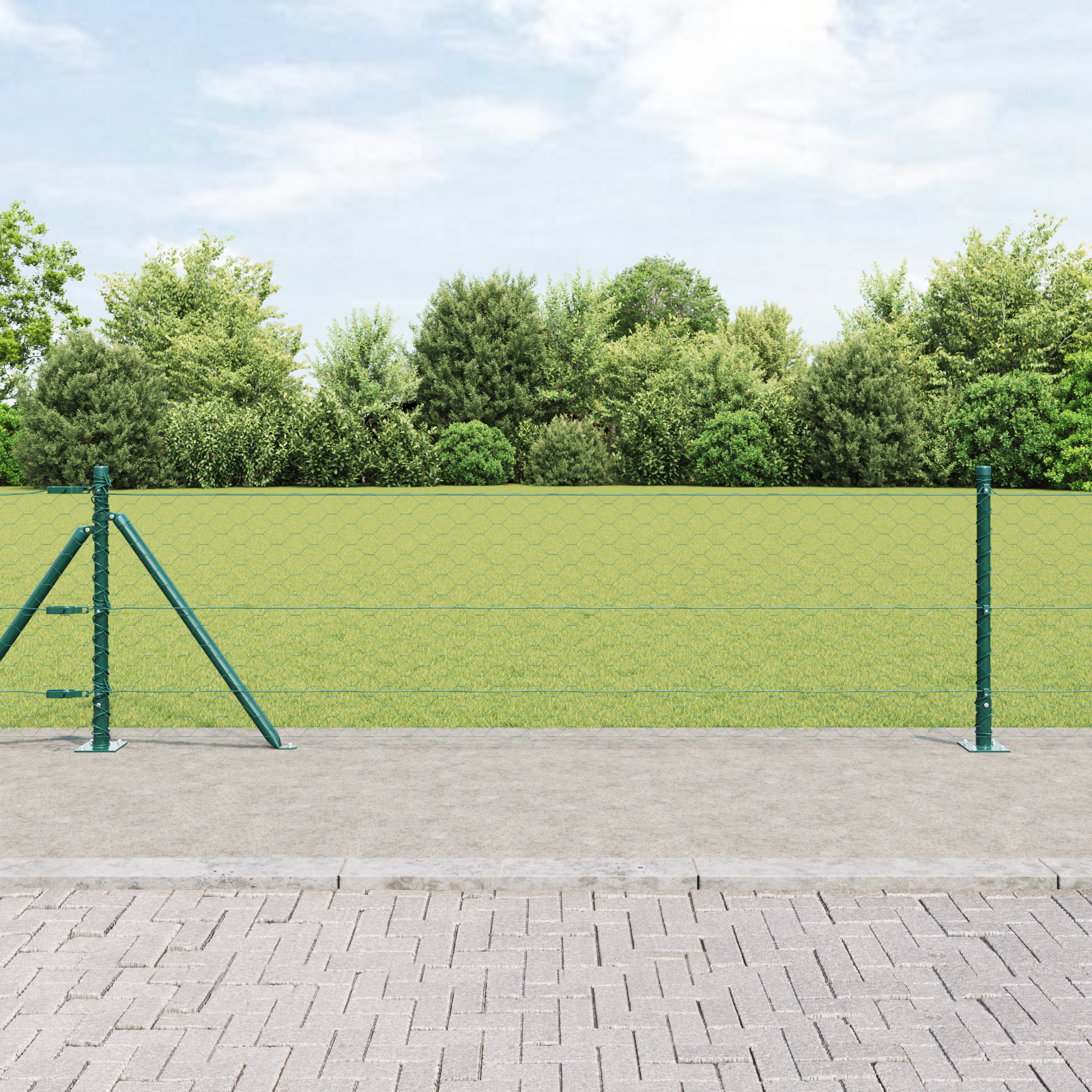 Hexagon Fence Green 0.6x10 m Steel