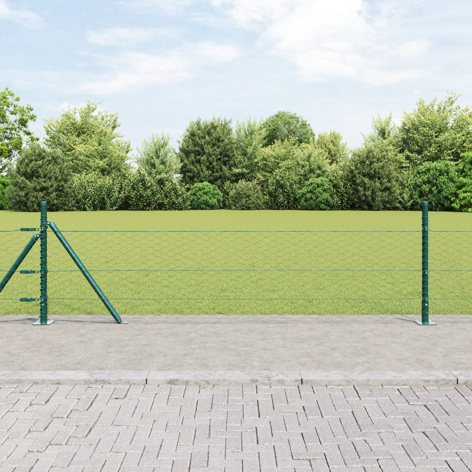 Hexagon Fence Green 0.4x25 m Steel