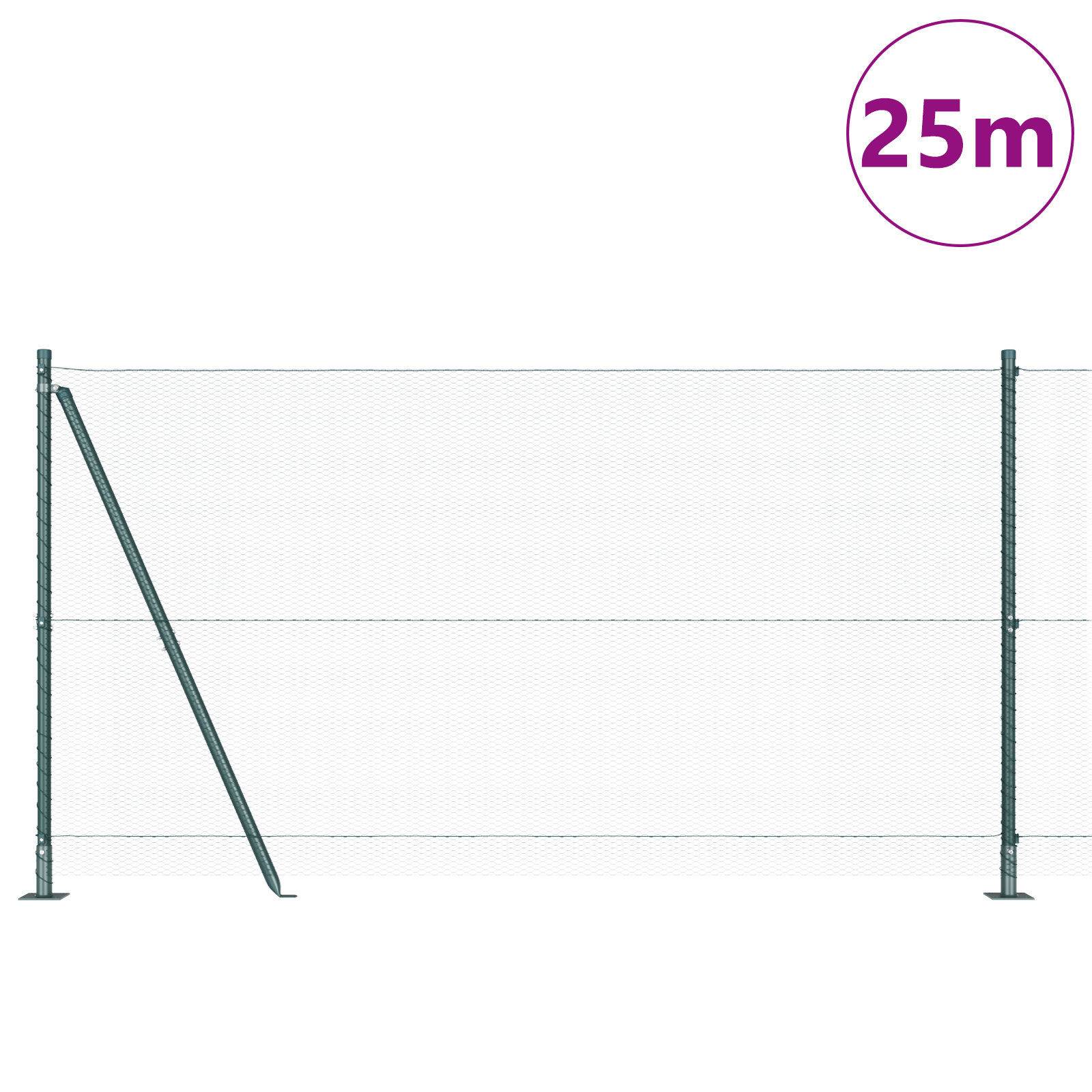 Fencing Set Set of 2 Green Powder-Coated Steel 25 x 1.2 m - Image 3