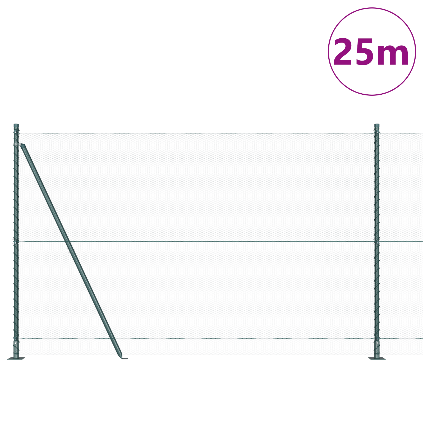 Fencing Set Set of 2 Green Metal, PVC 25 x 1.5 m Durable - Image 3