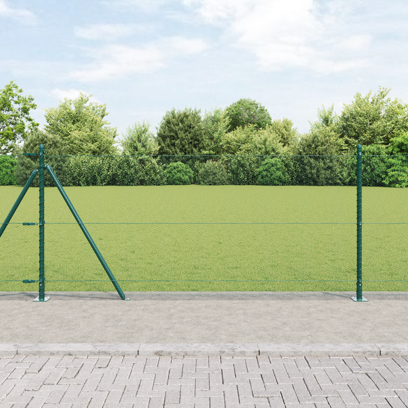 Hexagon Fence Green 1x50 m Steel