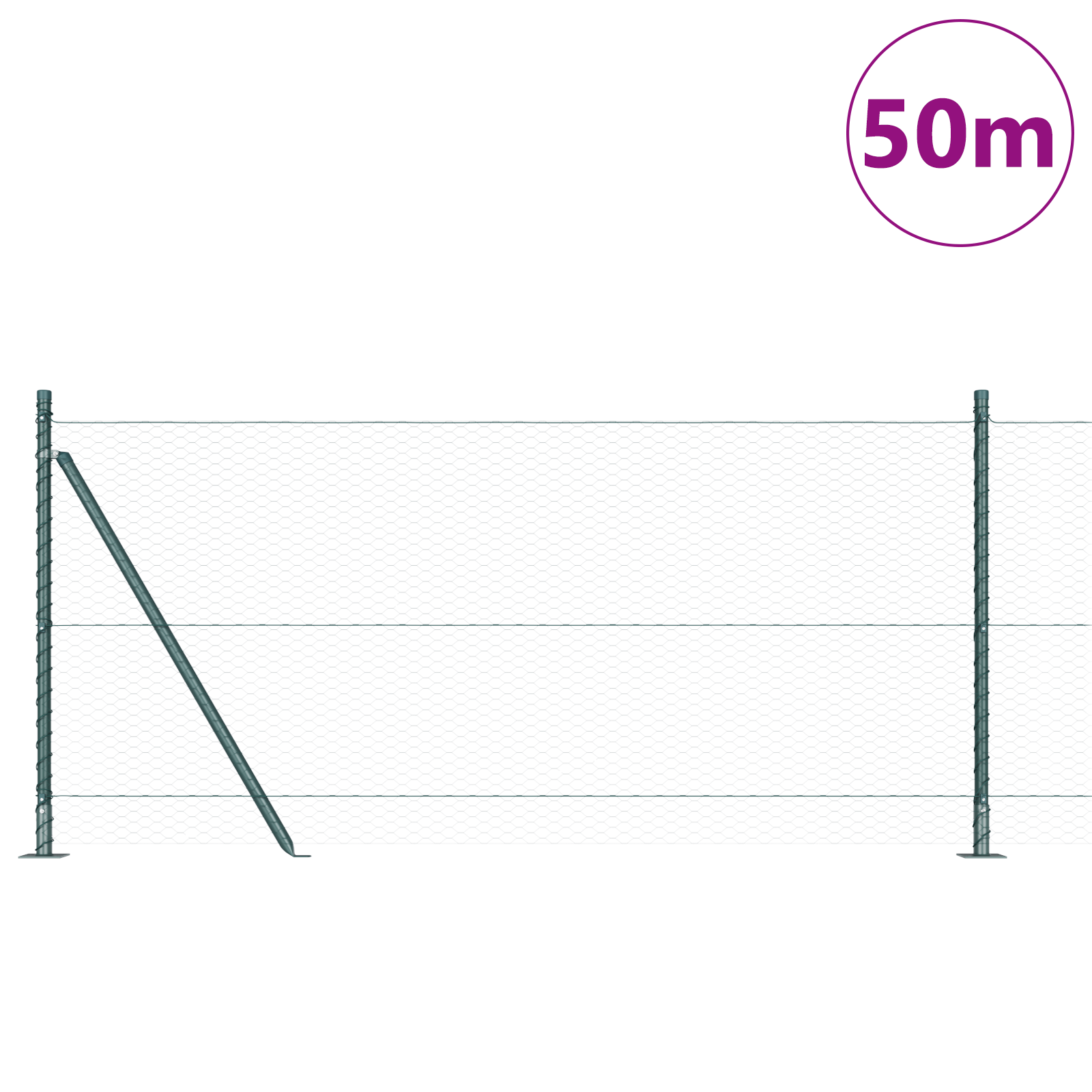 Hexagon Fence Green 1x50 m Steel - Image 3