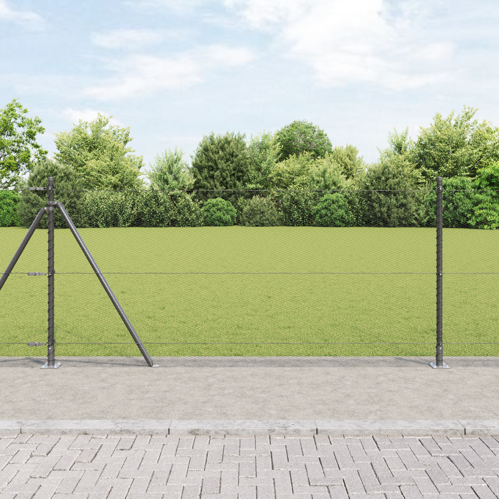 Hexagon Fence Grey 0,8x10 m Steel