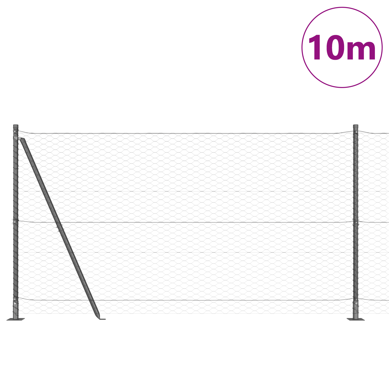 Hexagon Fence Grey 1,2x10 m Steel - Image 3