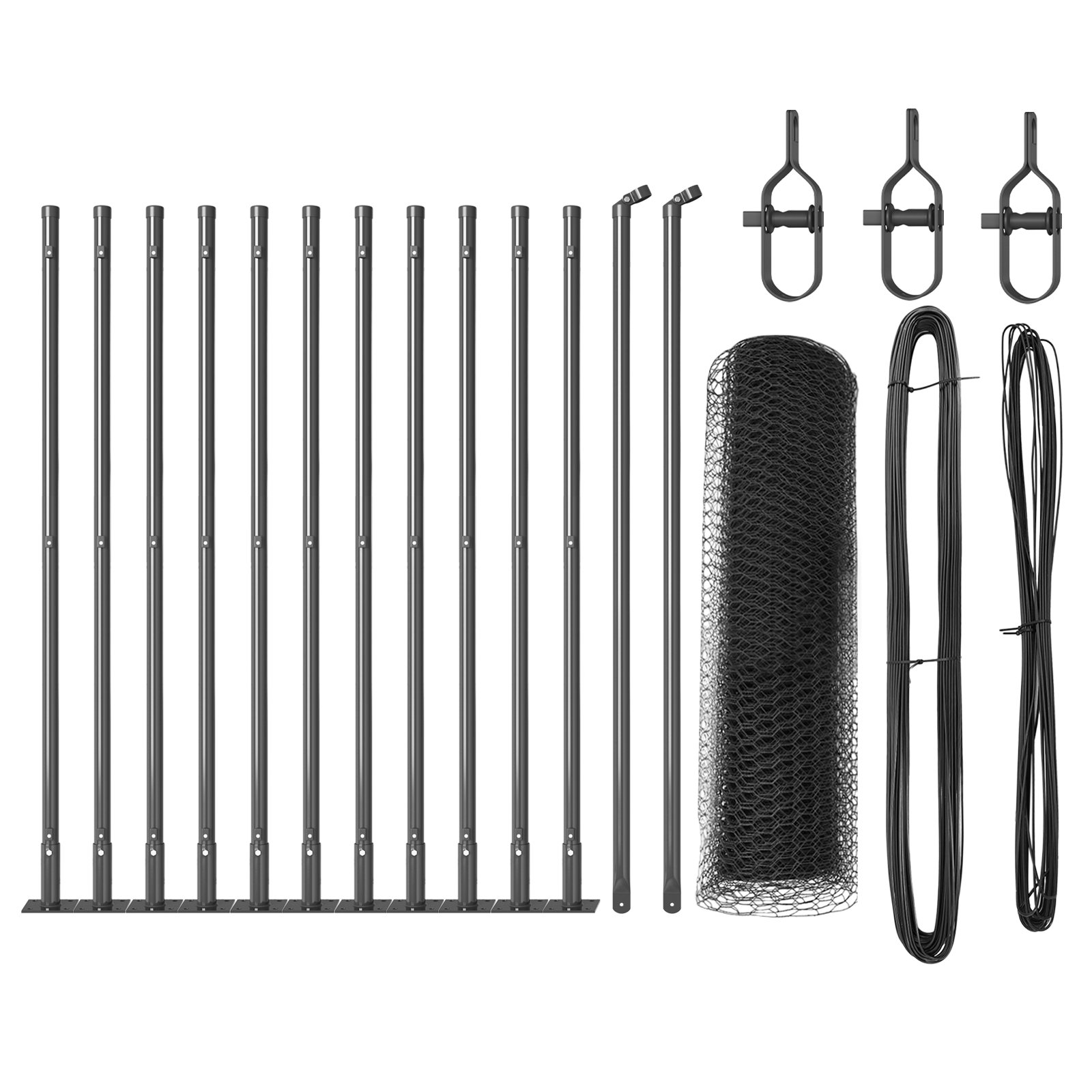 Fencing Set Set of 2 Grey Steel, Concrete Standard Durable - Image 2