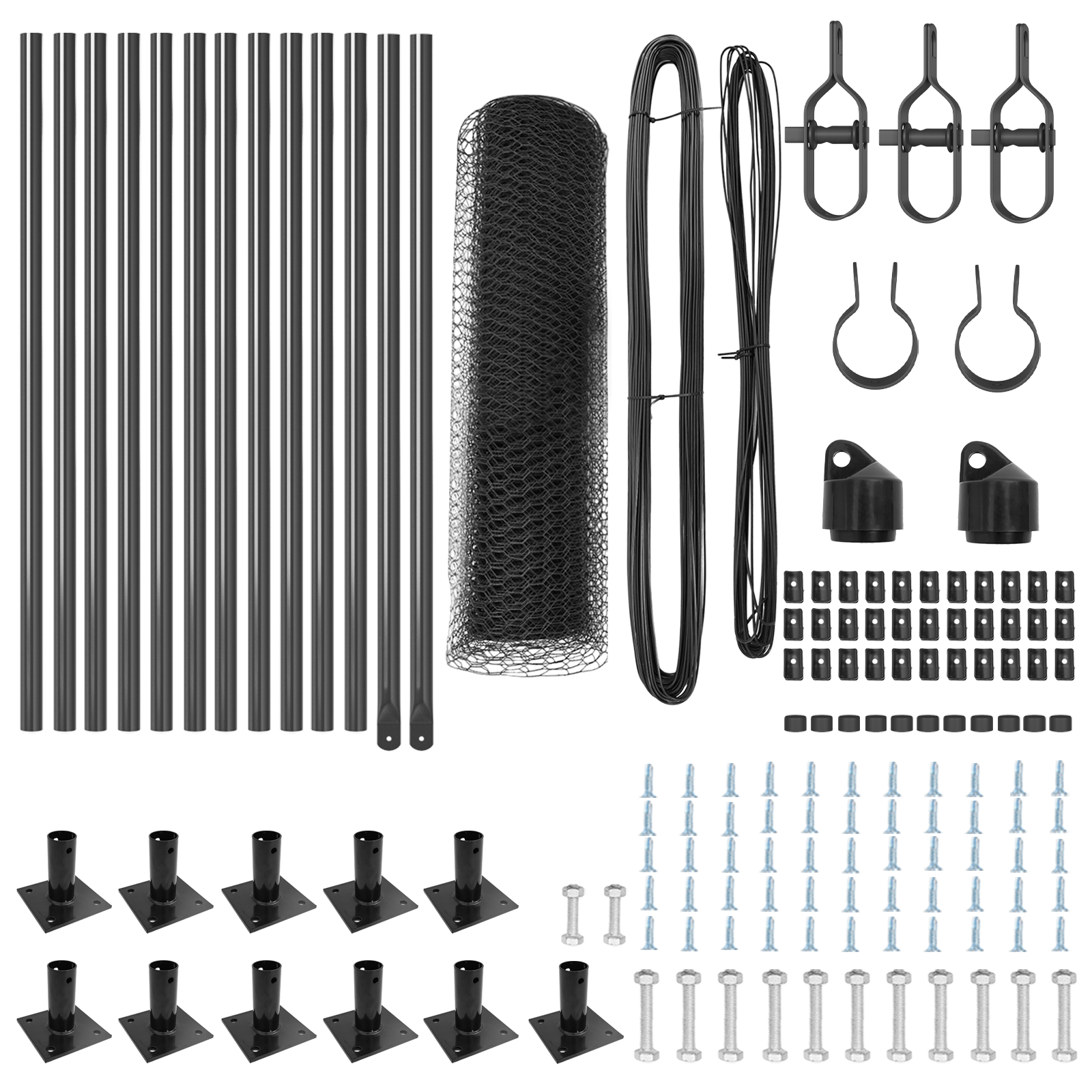 Fencing Set Set of 2 Grey Steel, Concrete Standard Durable - Image 4
