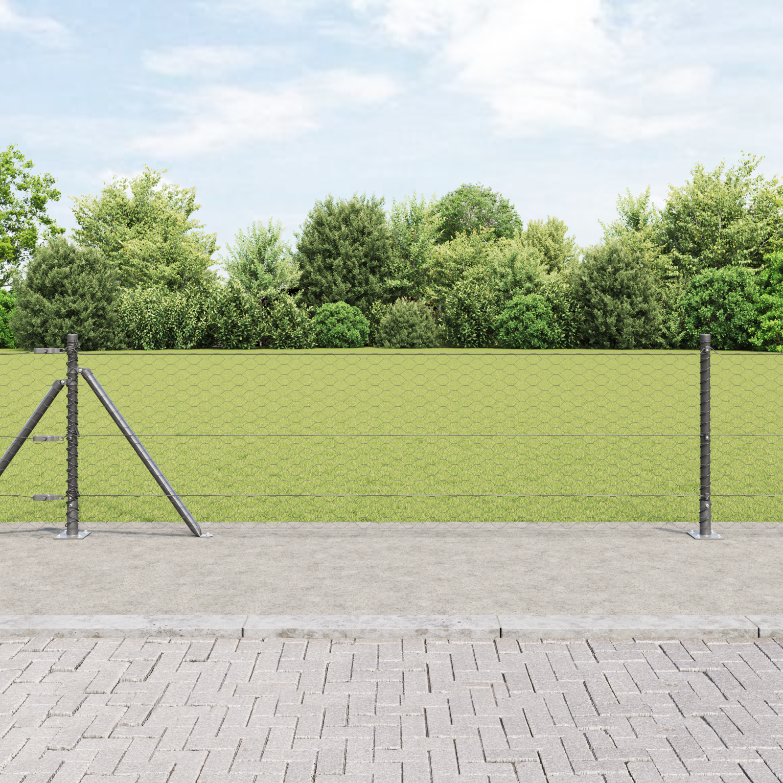 Fencing Set Set of 2 Grey Steel 25 x 0.5 m Durable
