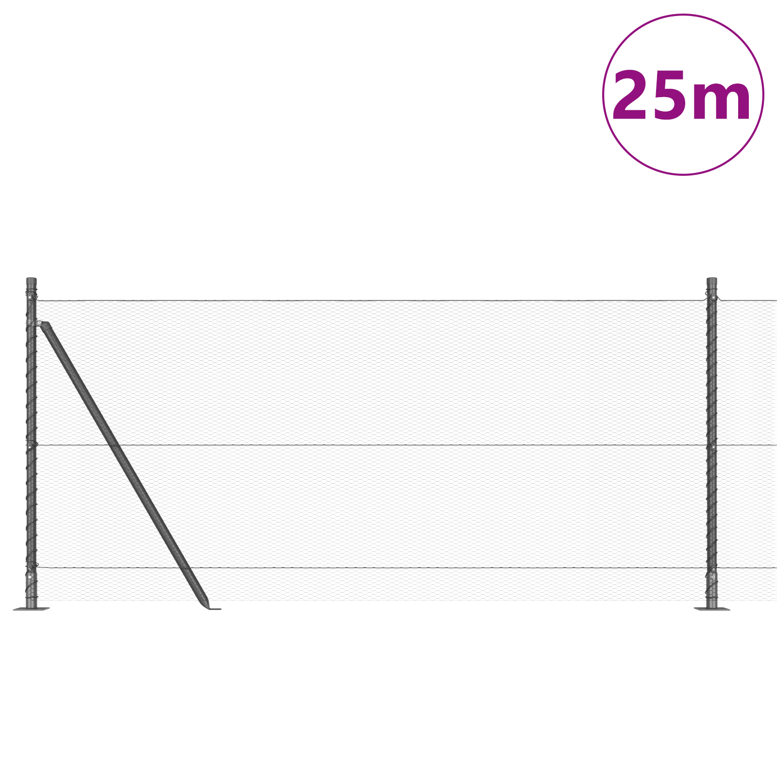 Fencing Set Set of 2 Grey Steel 25 x 1 m Durable - Image 3
