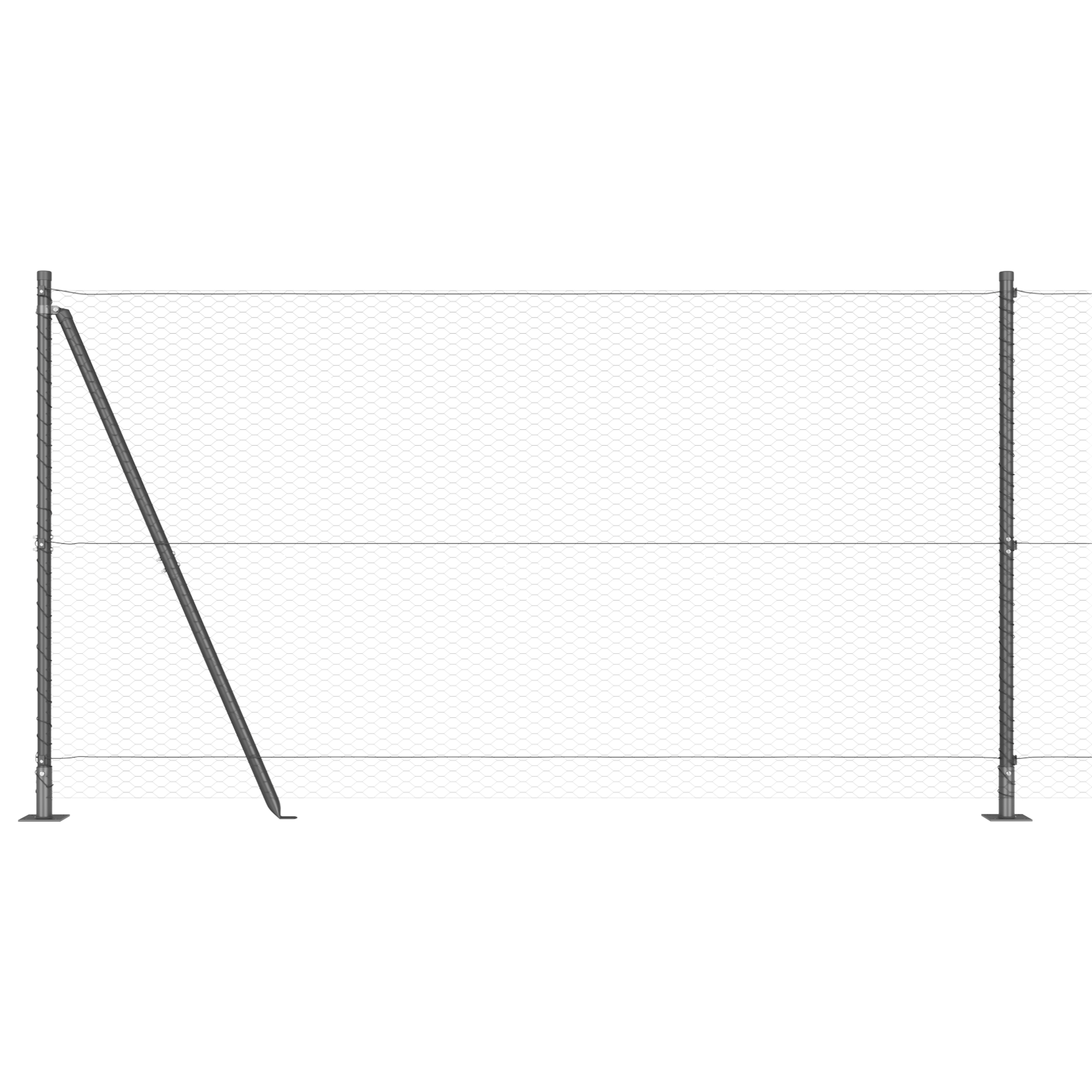Fencing Set Set of 2 Grey Powder-Coated Steel 25 x 1.2 m Tough - Image 2