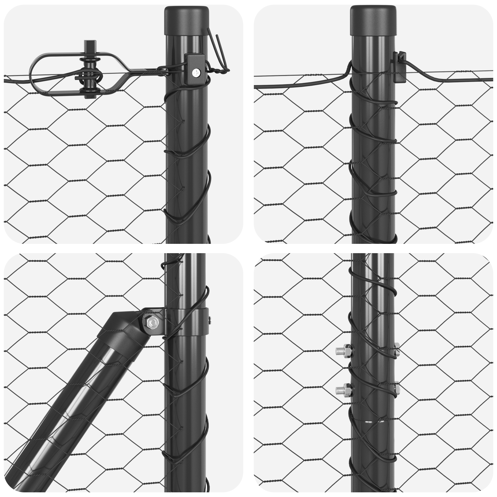 Fencing Set Set of 2 Grey Metal 25 x 1.2 m Durable - Image 7